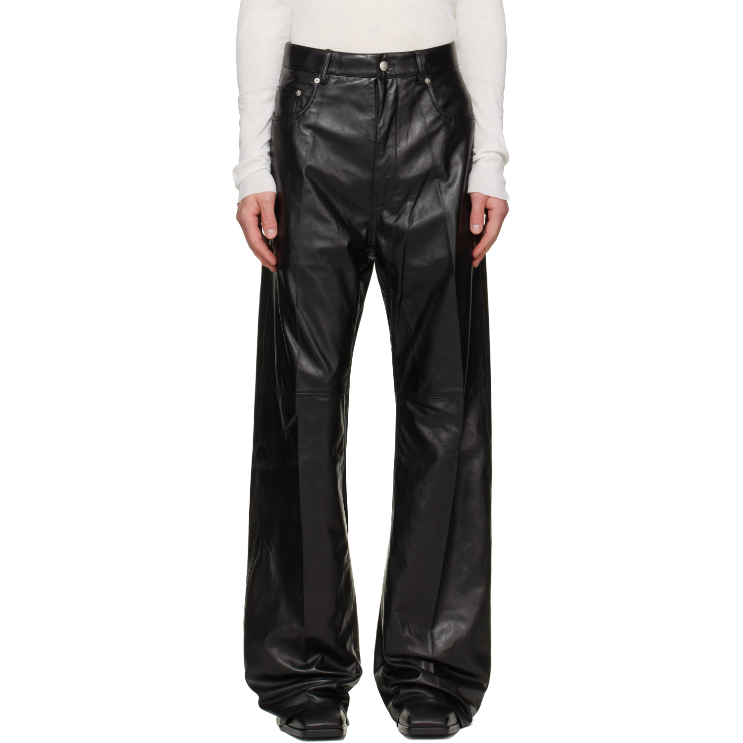 Rick Owens Black Tower Geth Leather Pants