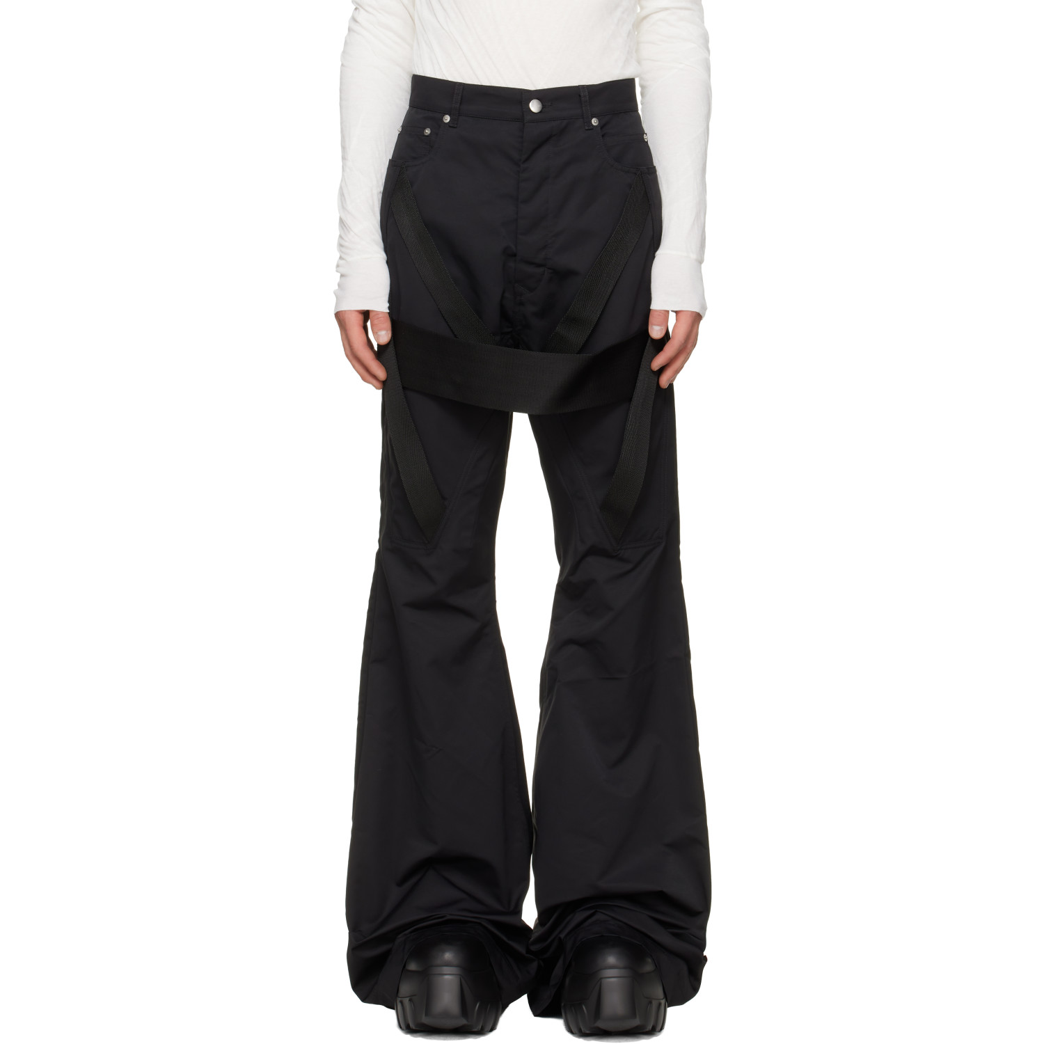 Rick Owens Black Tower Megastrapped Bolan Bootcut Trousers