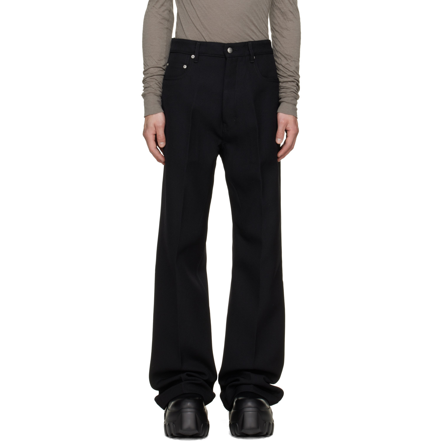 Rick Owens Black Tower Geth Wool Whipcord Jeans