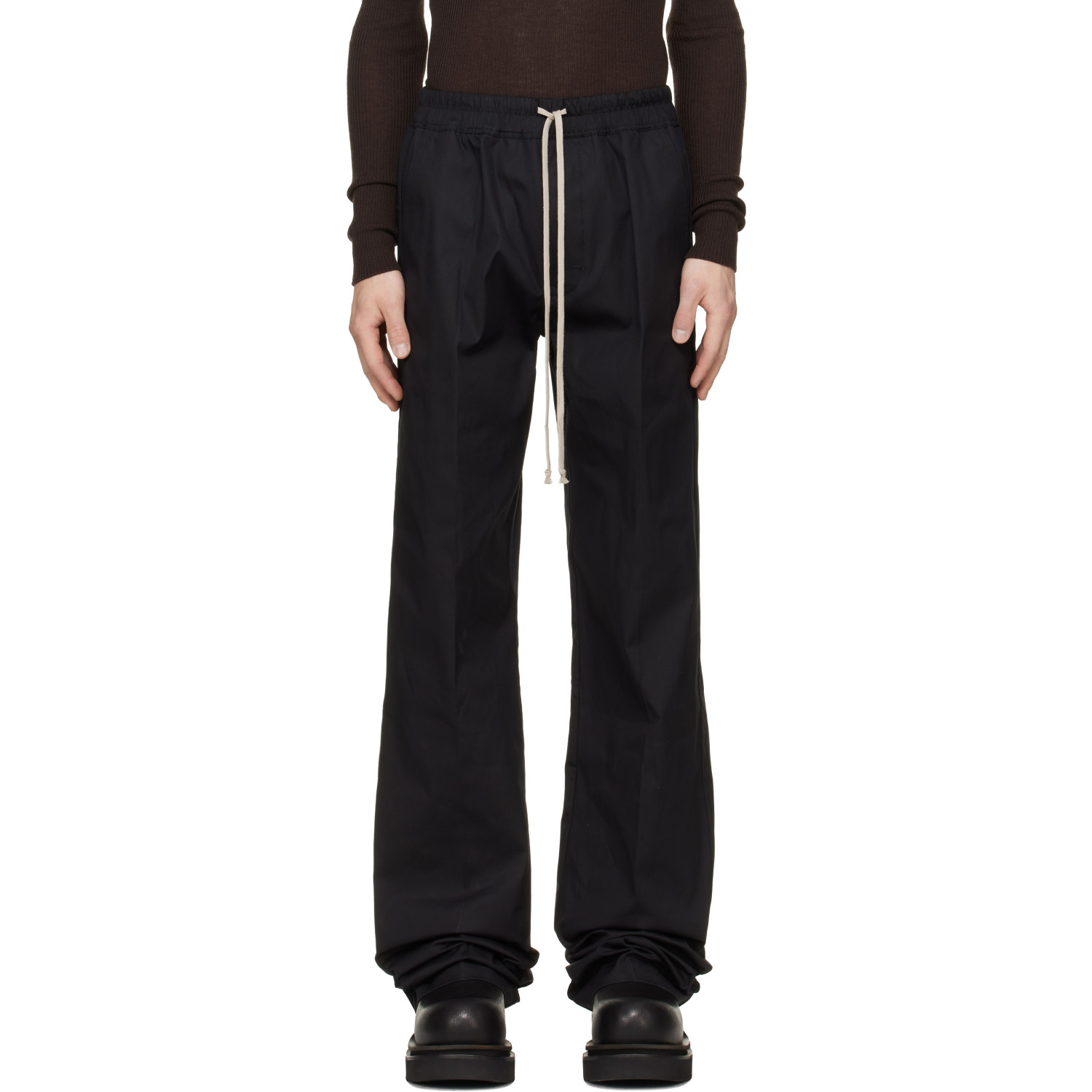 Rick Owens Black Tower Dietrich Drawstring Trousers