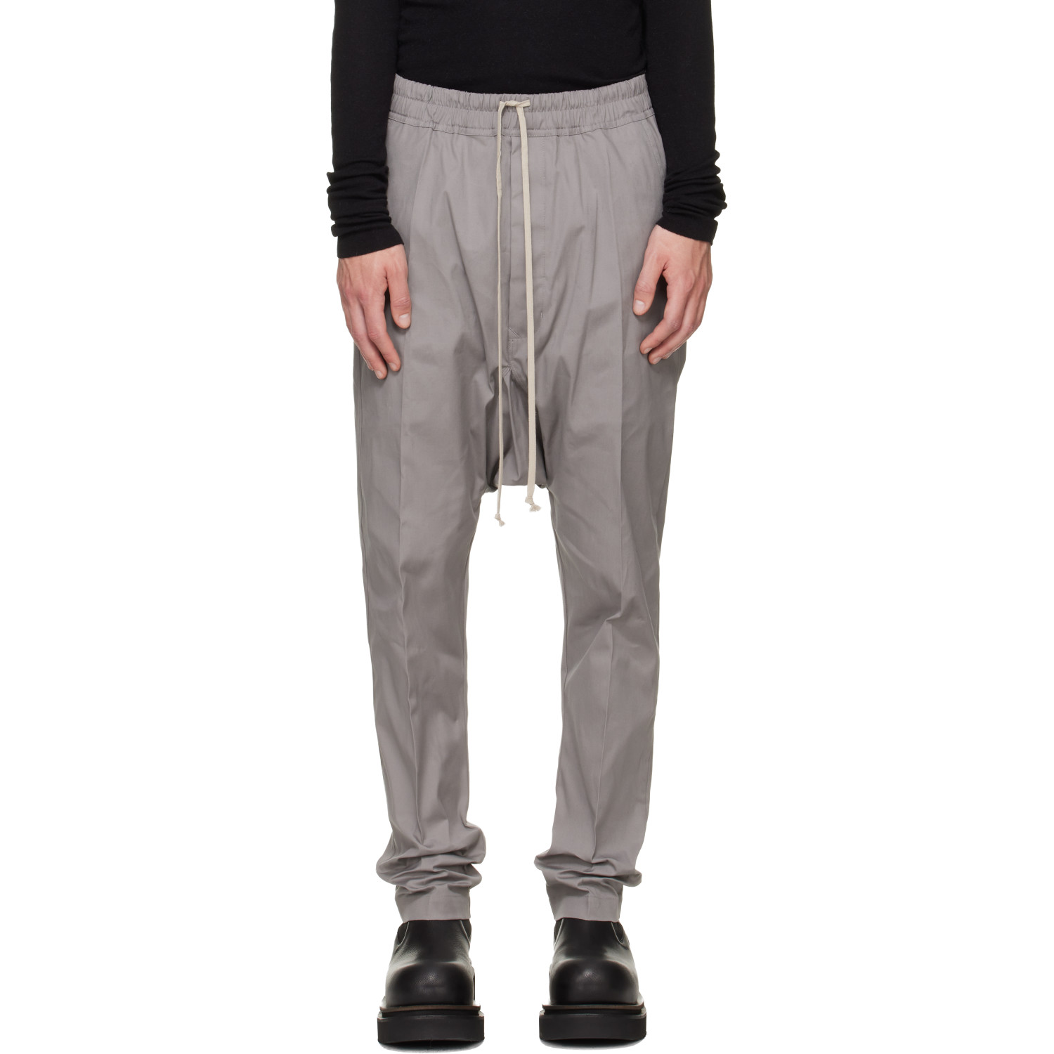 Rick Owens Gray Tower Drawstring Long Trousers