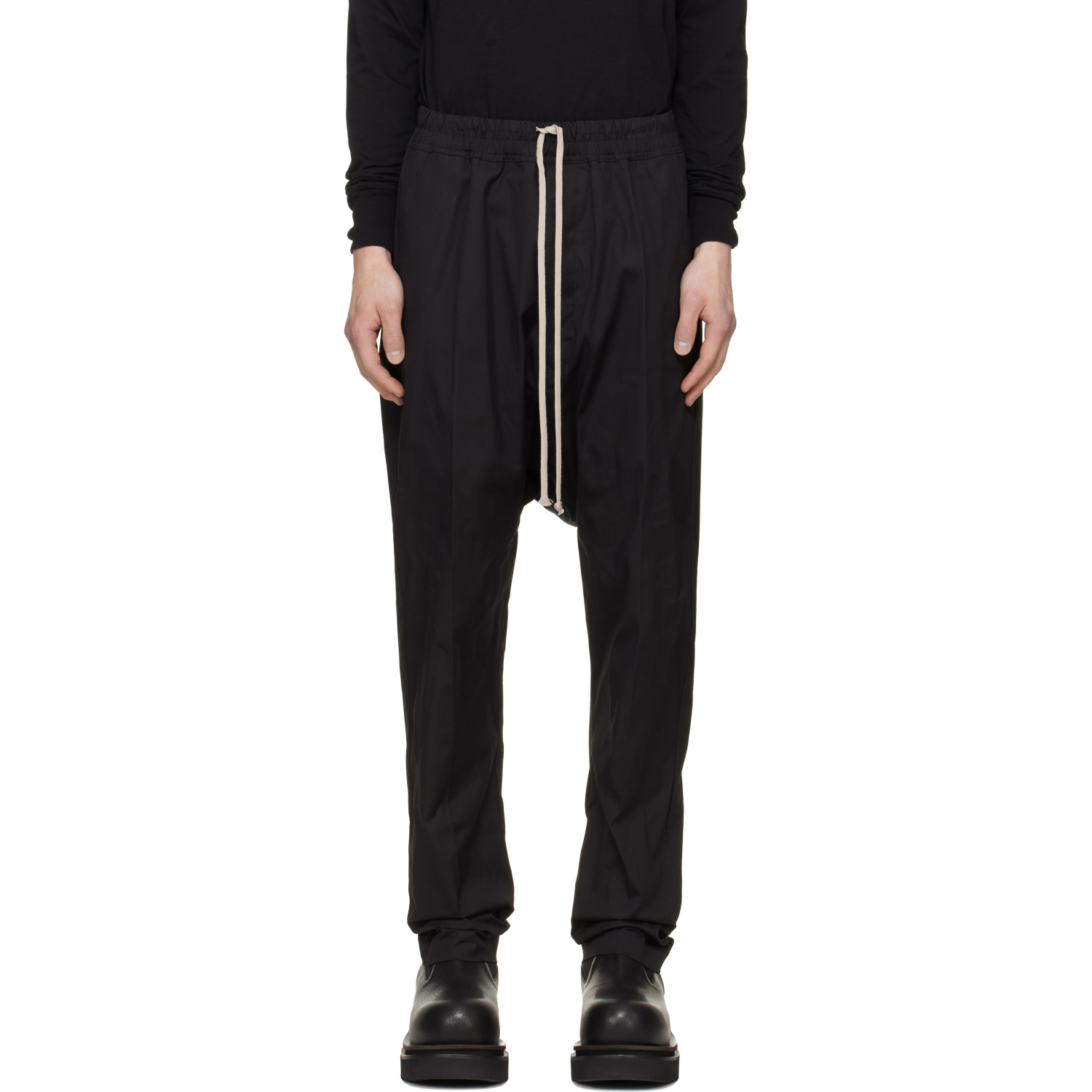Rick Owens Black Tower Drawstring Long Trousers