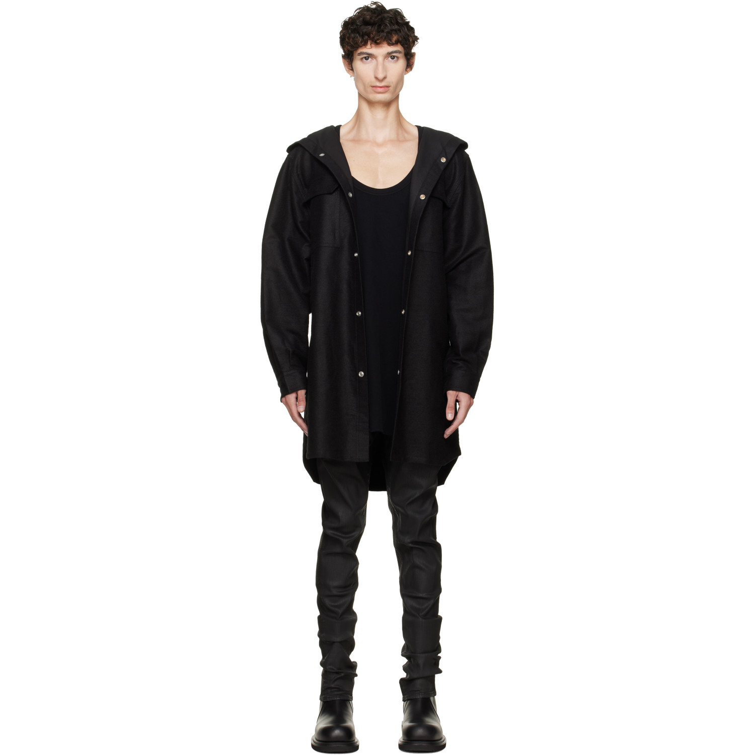 Rick Owens Black Tower Hooded Outershirt