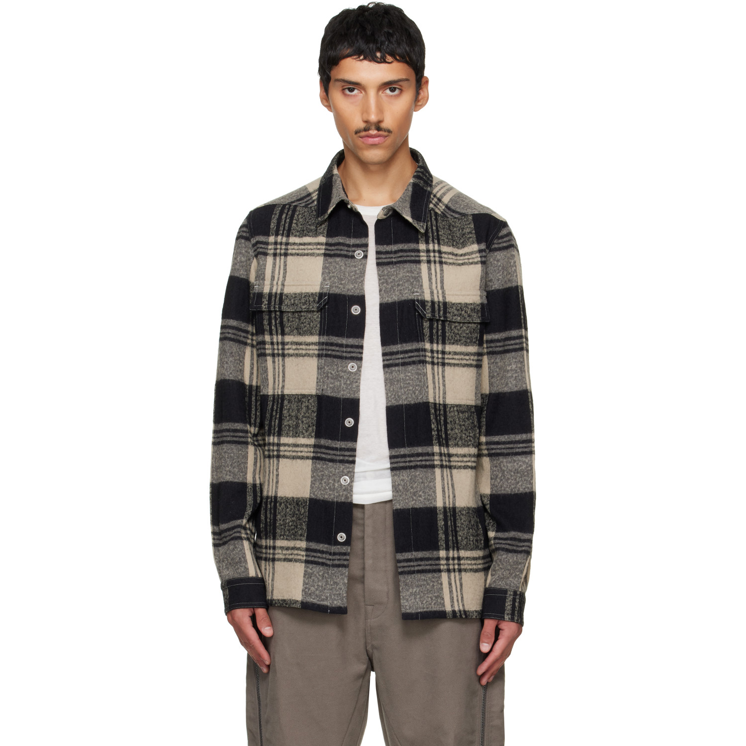 Rick Owens Gray & Black Tower Outershirt