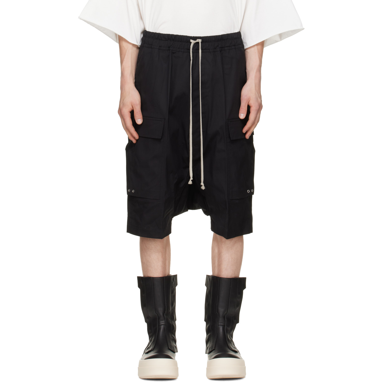 Rick Owens Black Tower Pods Cargo Shorts