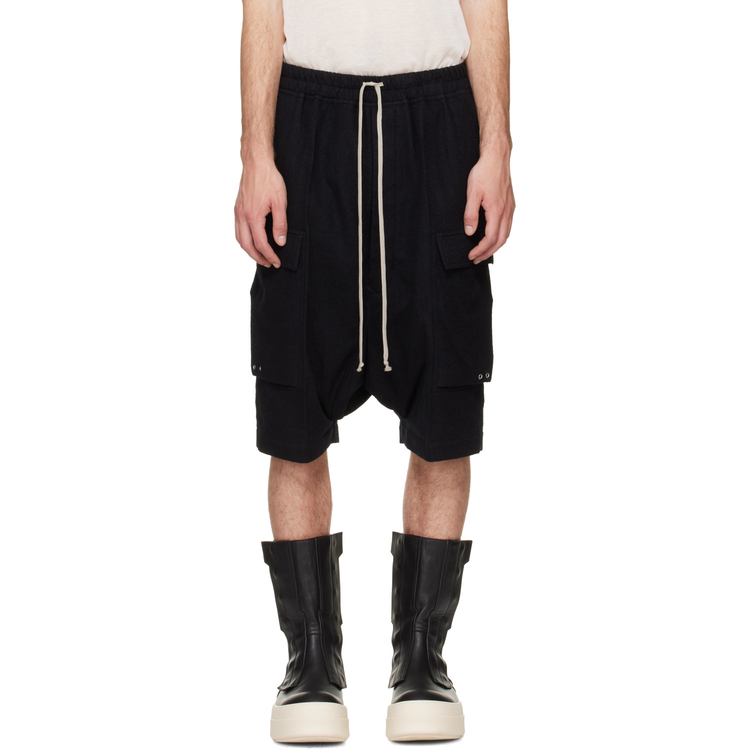 Rick Owens Black Tower Cargo Pods Shorts