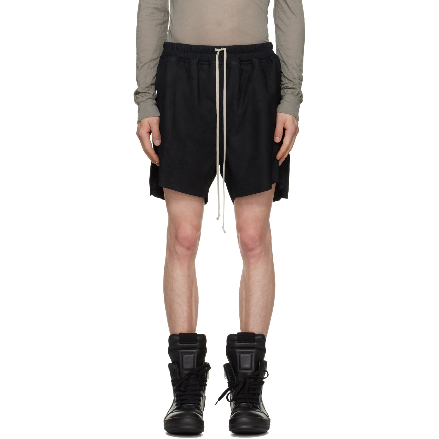 Rick Owens Black Tower Rick S Boxers Suede Shorts
