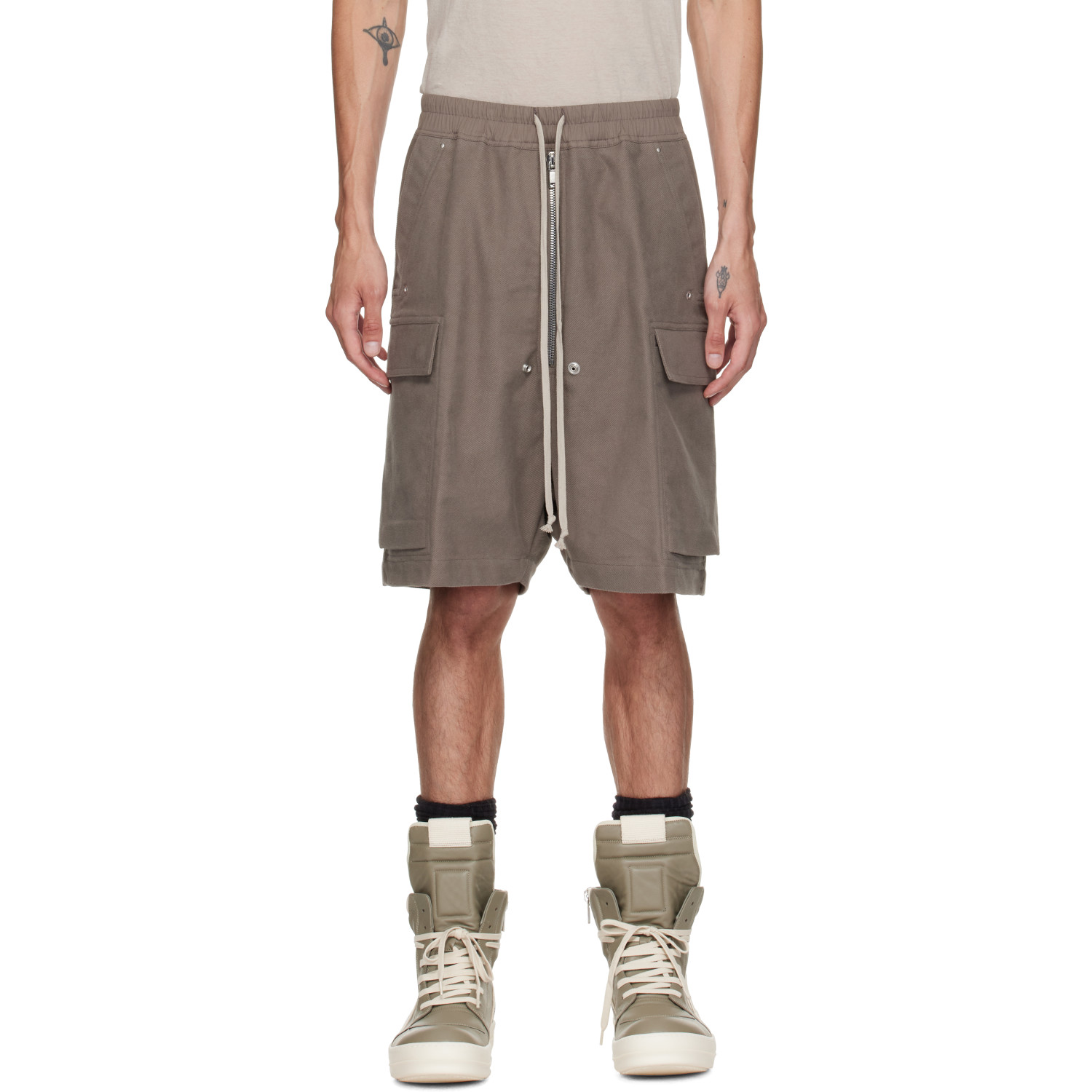 Rick Owens Gray Tower Cargobela Shorts