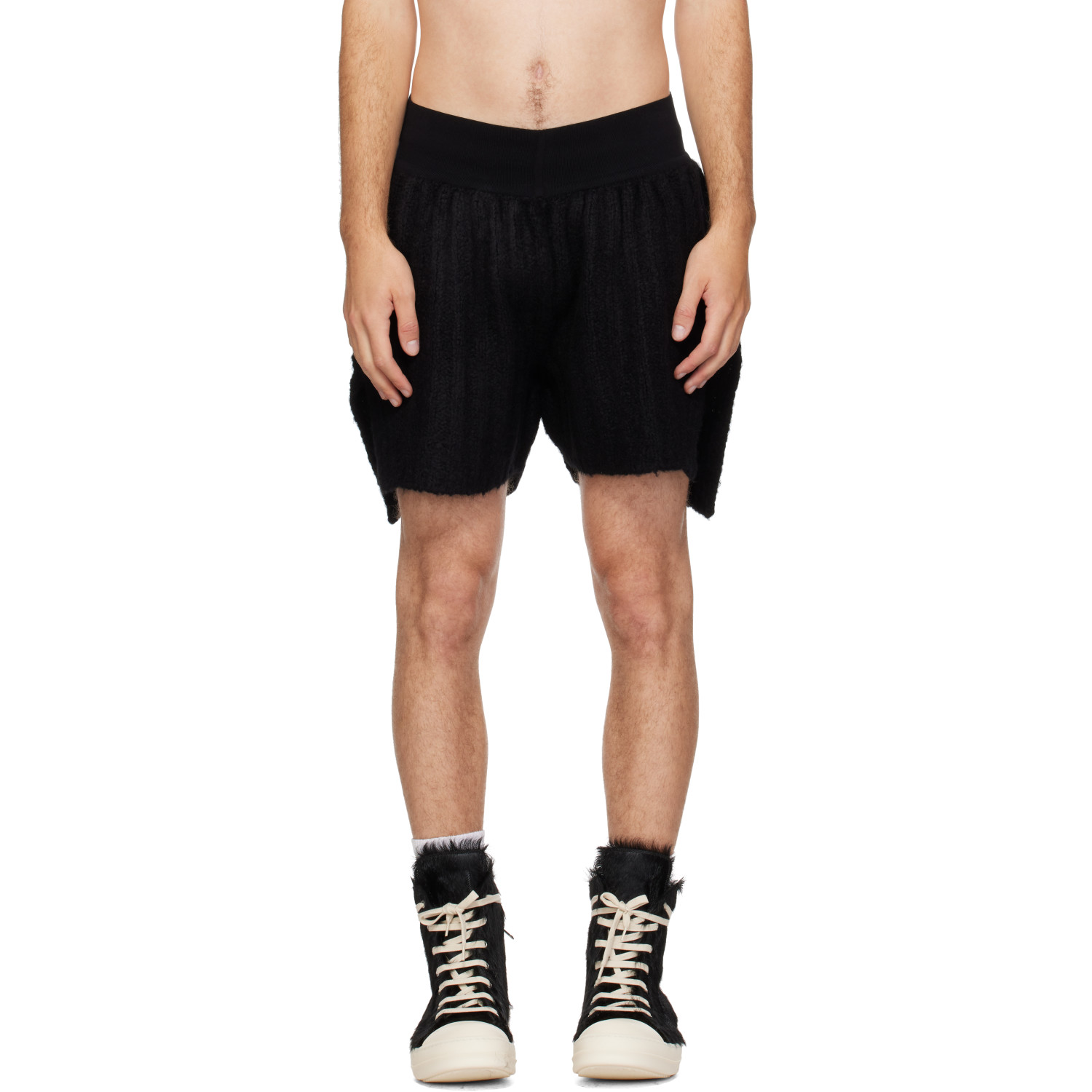 Rick Owens Black Tower Rib Boxers Knit Shorts