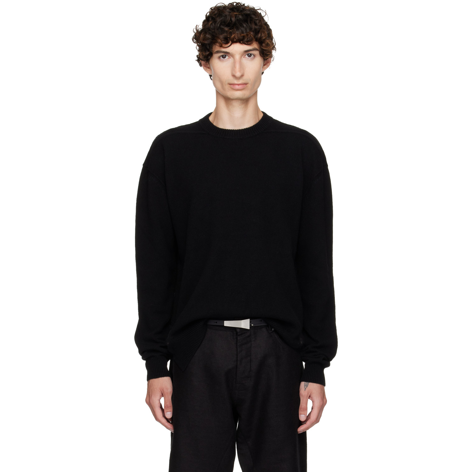 Rick Owens Black Tower Round Neck Sweater