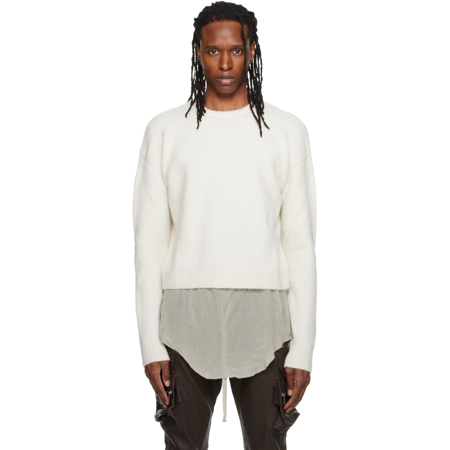 Rick Owens Off-White Tower Round Neck Sweater