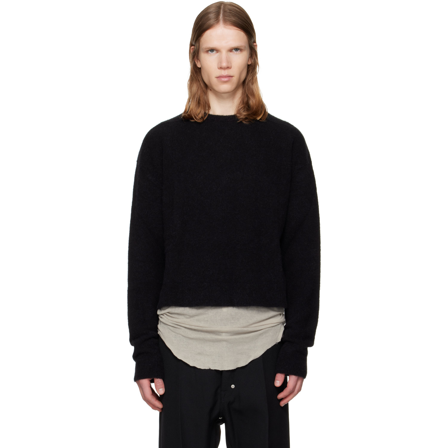 Rick Owens Black Tower Round Neck Sweater