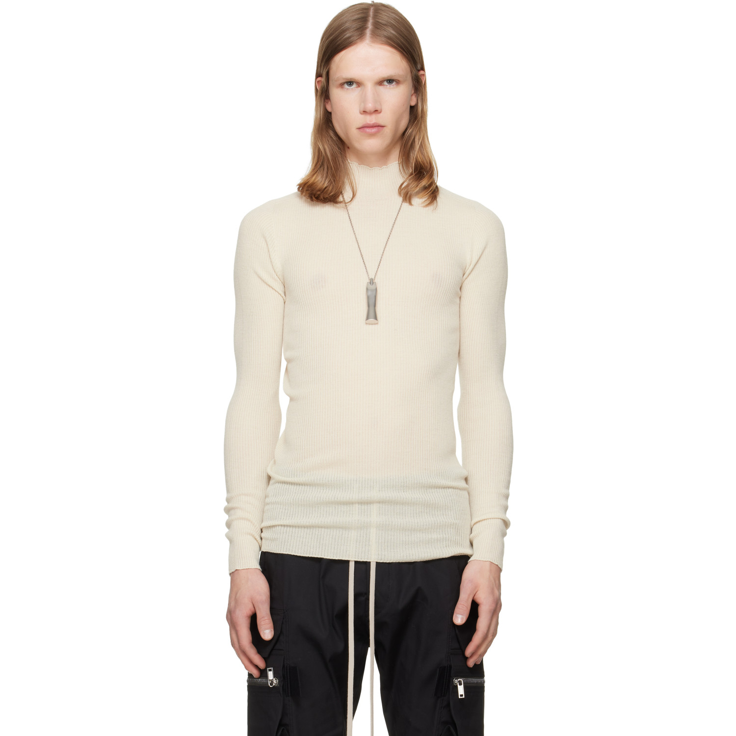 Rick Owens Off-White Tower Ribbed Lupetto Sweater