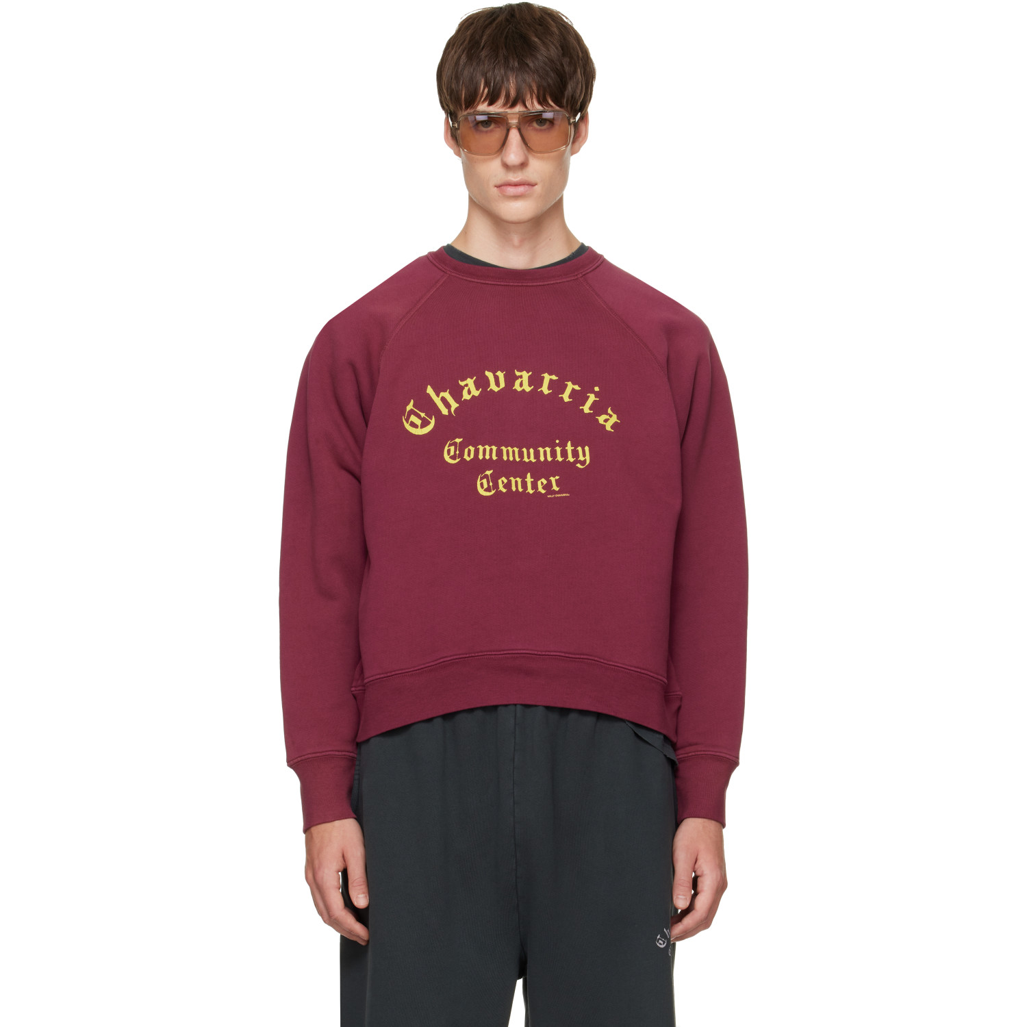 WILLY CHAVARRIA Burgundy 'Community Center' LS Buffalo Sweatshirt