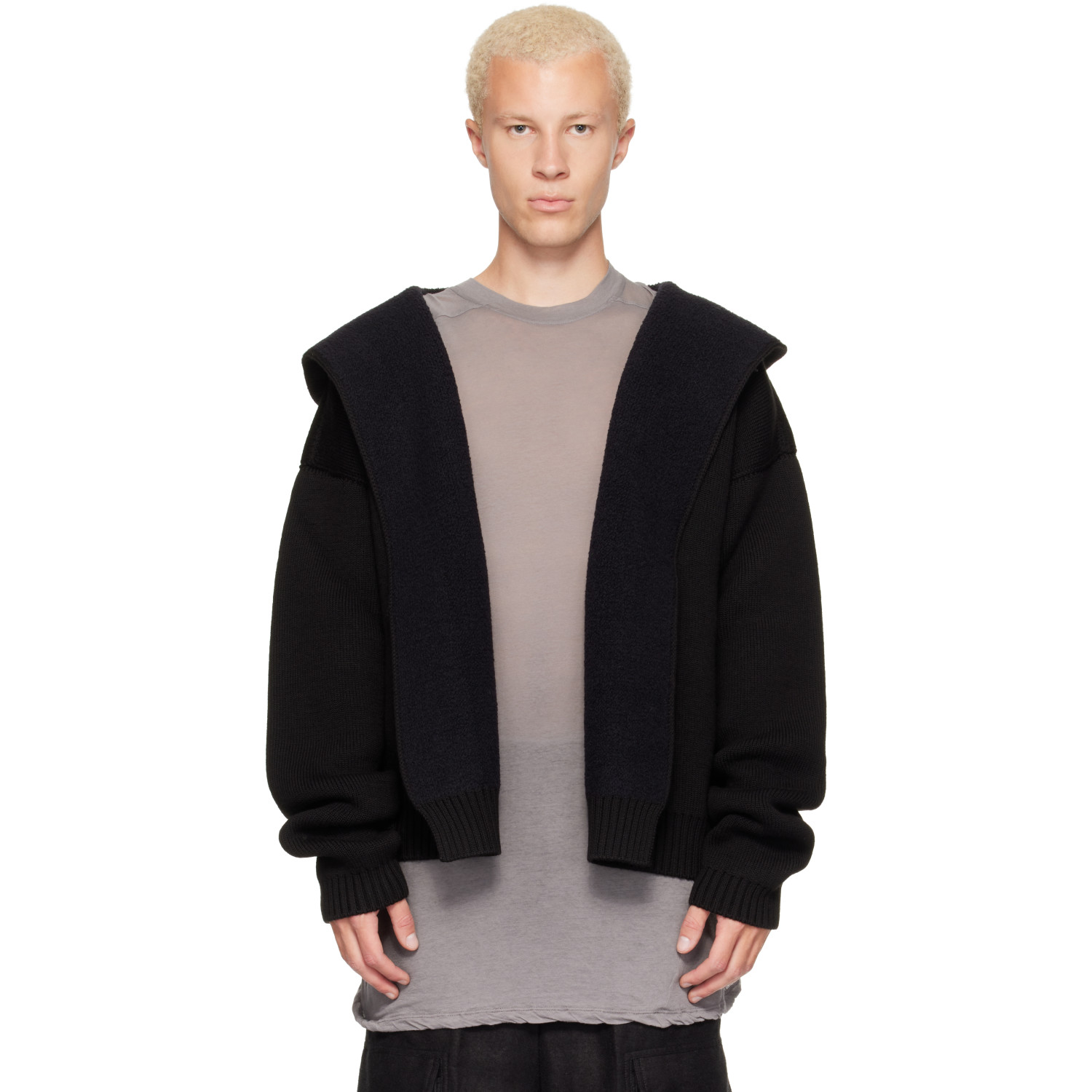 Rick Owens Black Tower Reversible Robe Hoodie