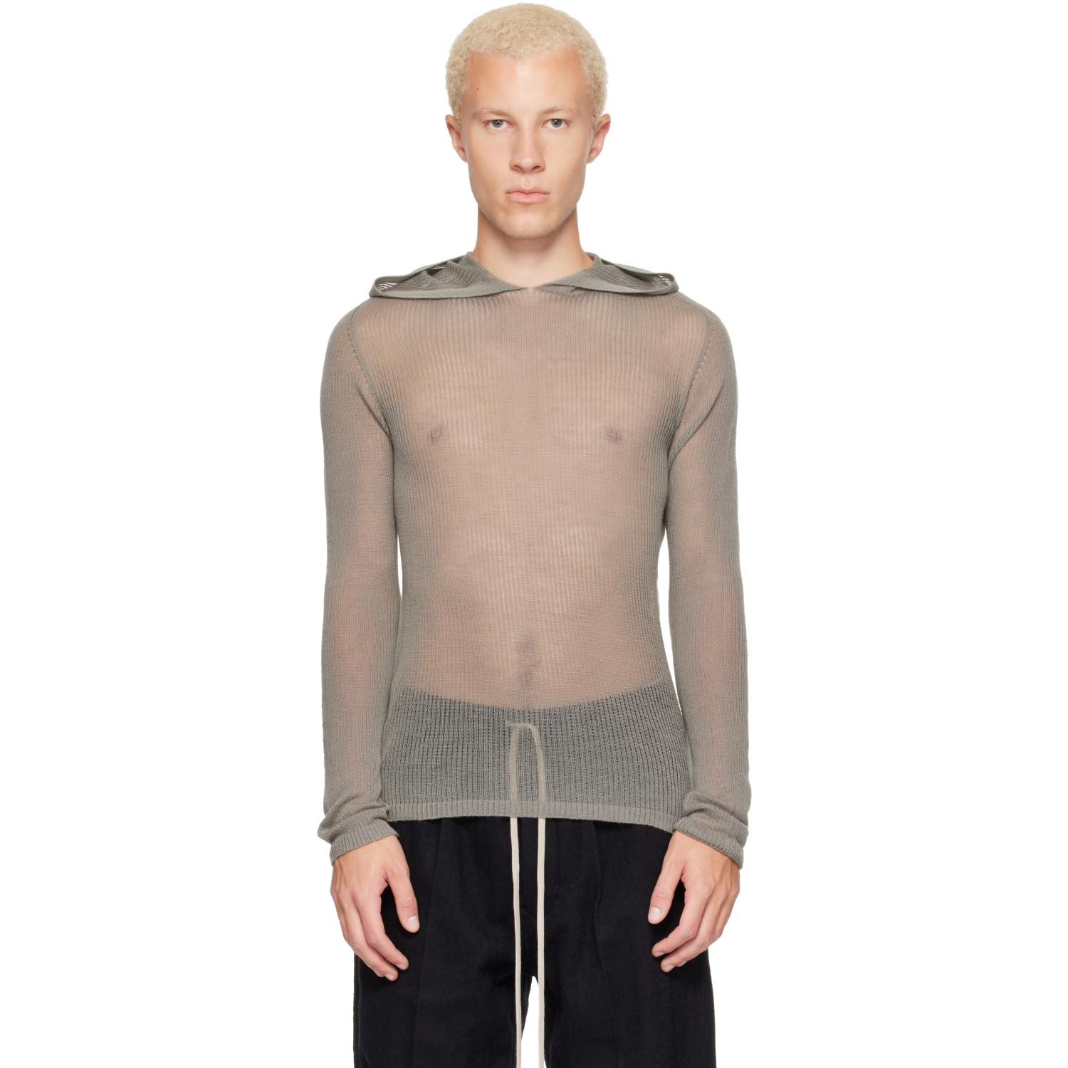 Rick Owens Gray Tower Sheer Hoodie