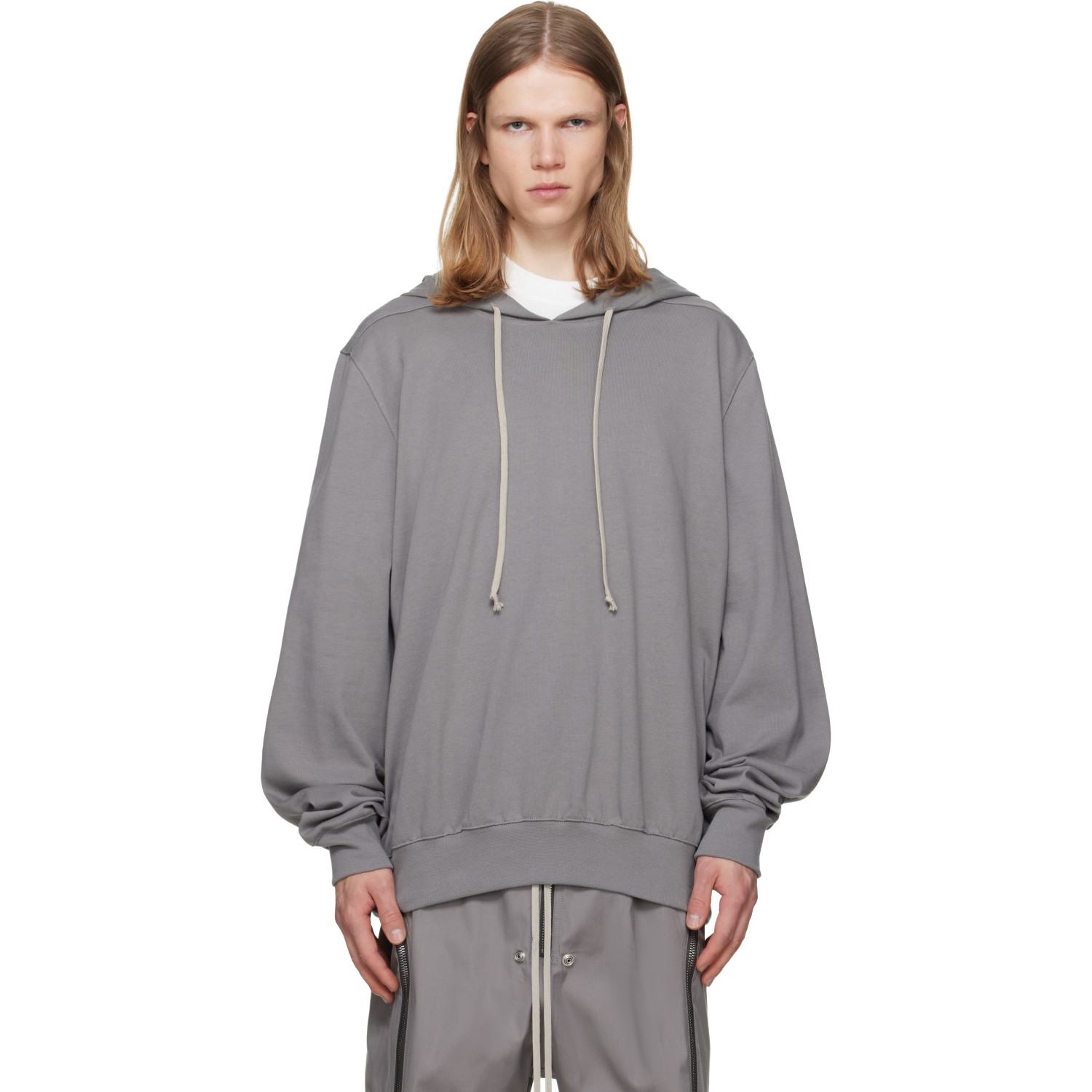 Rick Owens Gray Tower Heavy Jersey Hoodie