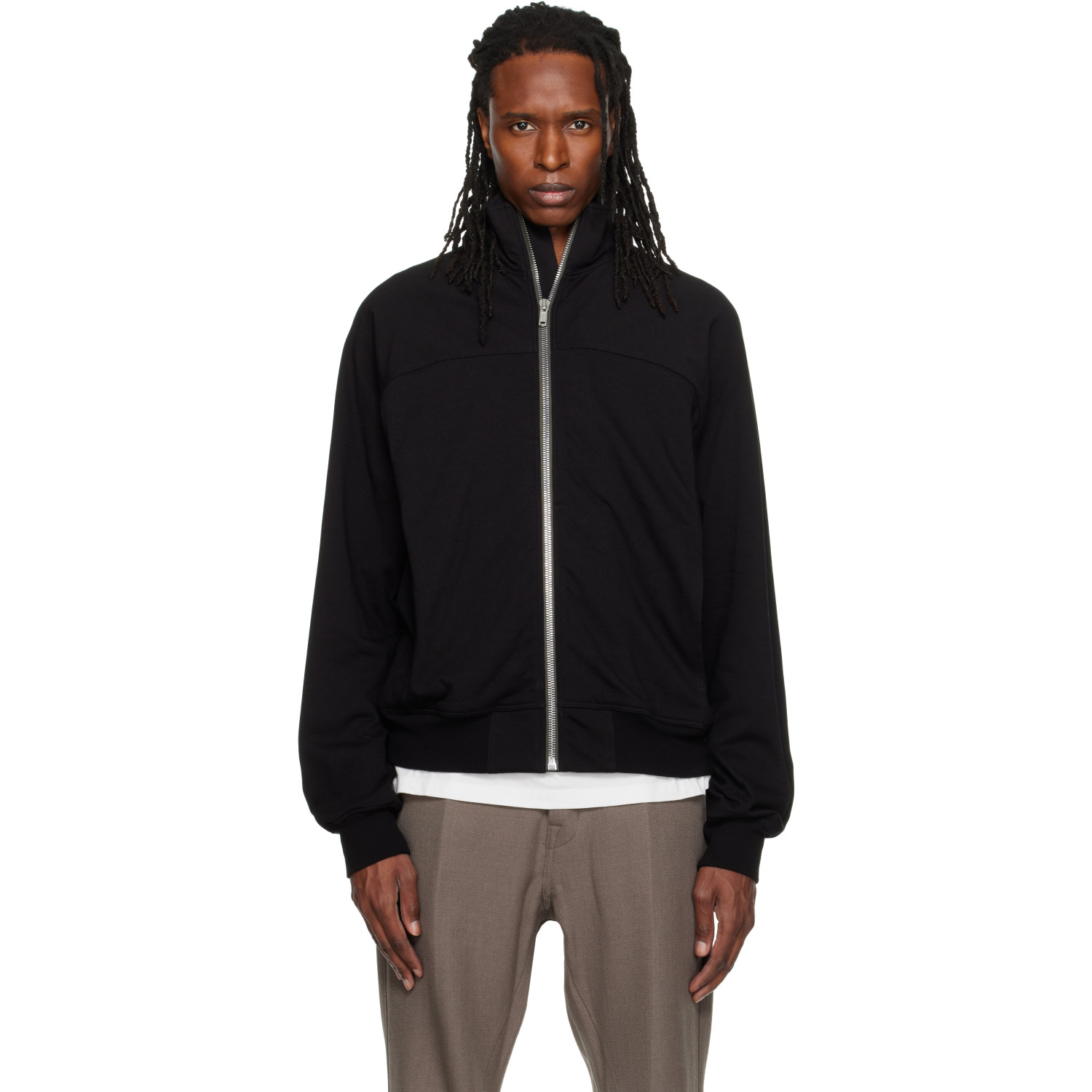 Rick Owens Black Tower Zipfront Jogger Track Jacket