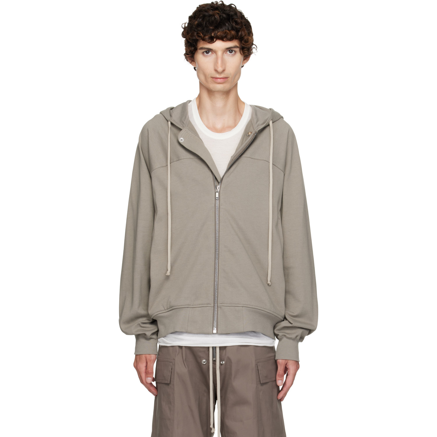 Rick Owens Taupe Tower Windbreaker Hoodie
