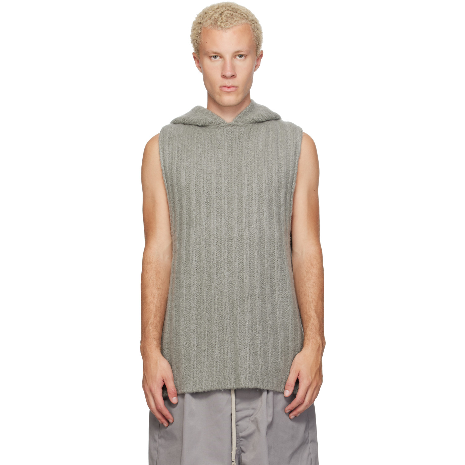 Rick Owens Gray Tower Hooded Tank Top