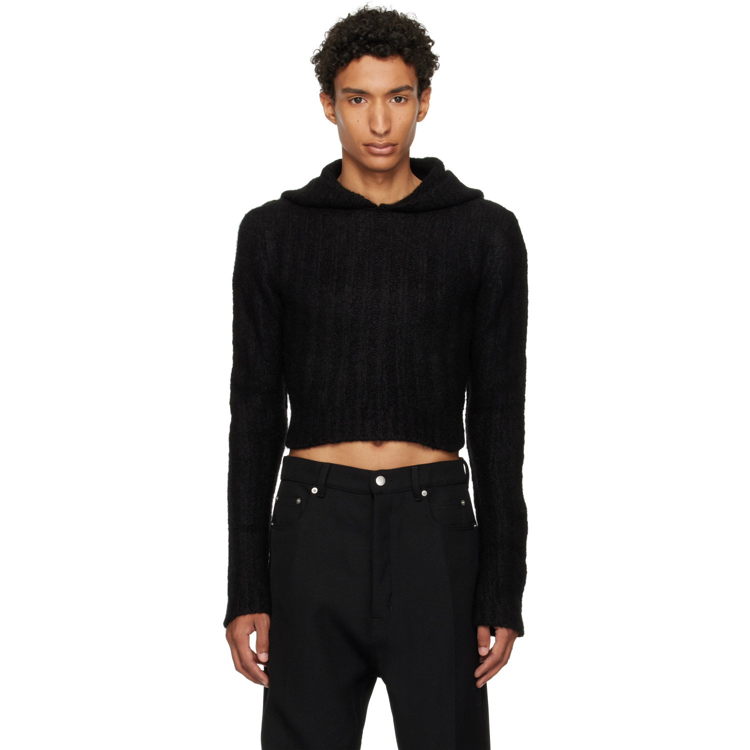 Rick Owens Black Tower Cropped Hoodie