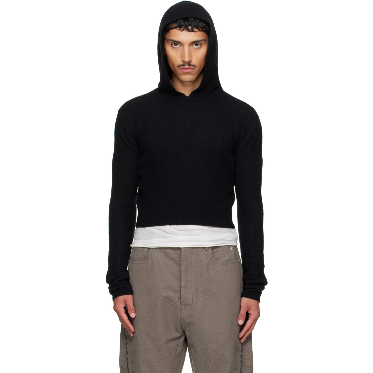 Rick Owens Black Tower Cropped Hoodie