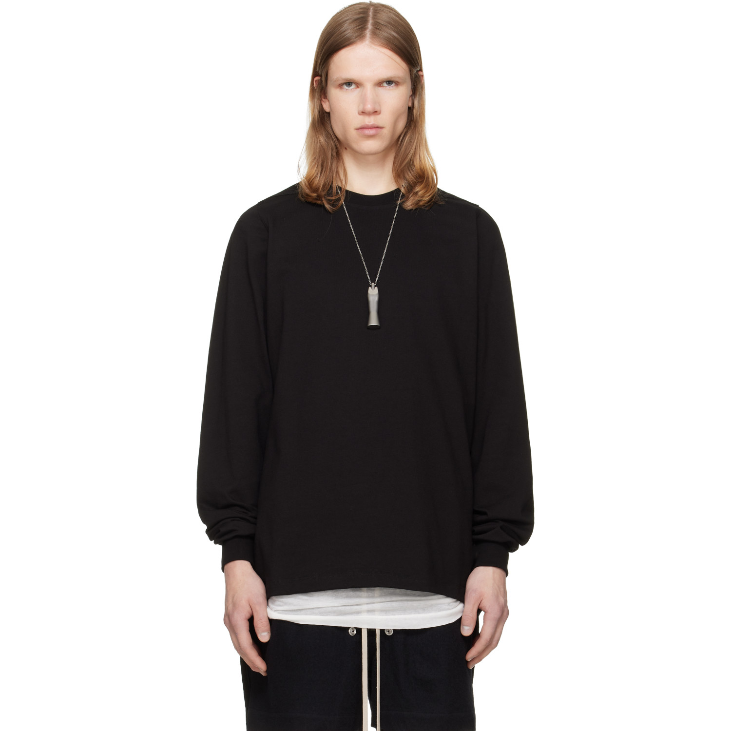 Rick Owens Black Tower Short Crewneck LS Sweatshirt