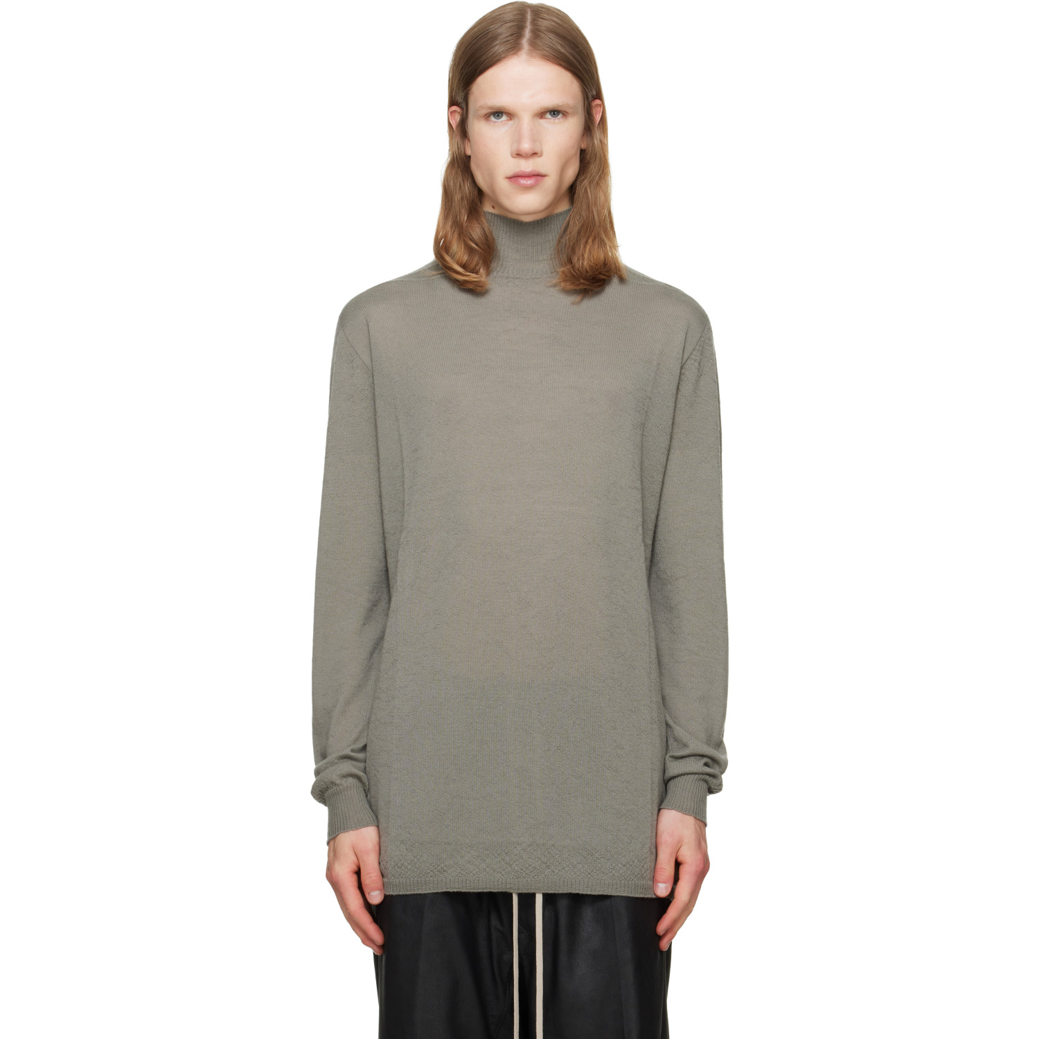 Rick Owens Taupe Tower Oversized Turtleneck
