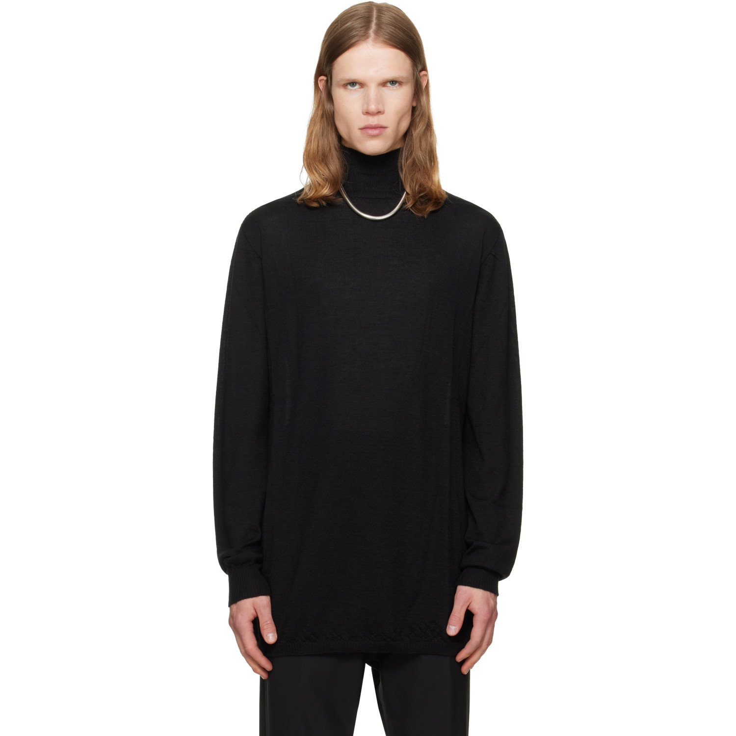 Rick Owens Black Tower Oversized Turtleneck