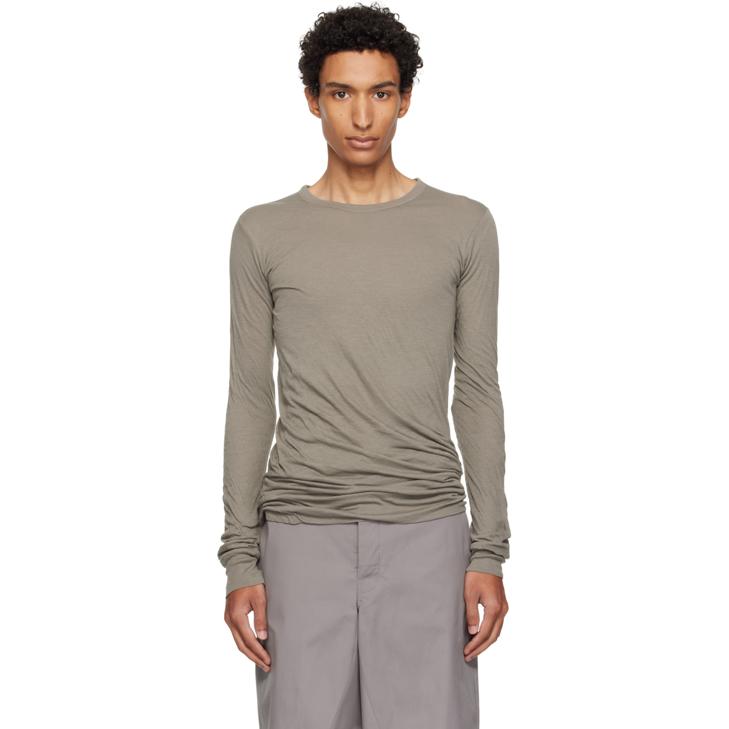 Rick Owens Taupe Tower Double LS T-shirt