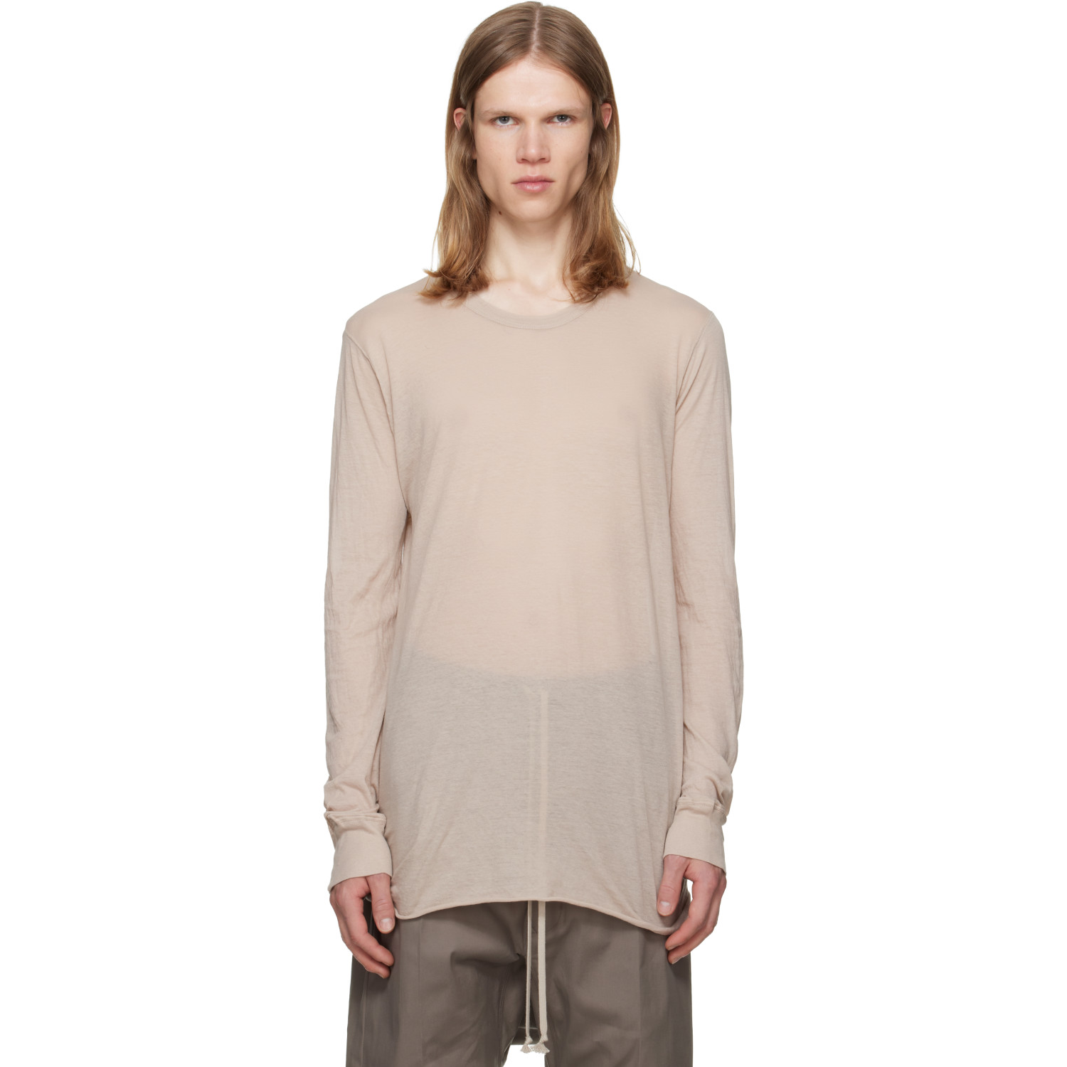 Rick Owens Taupe Tower Basic LS T-shirt