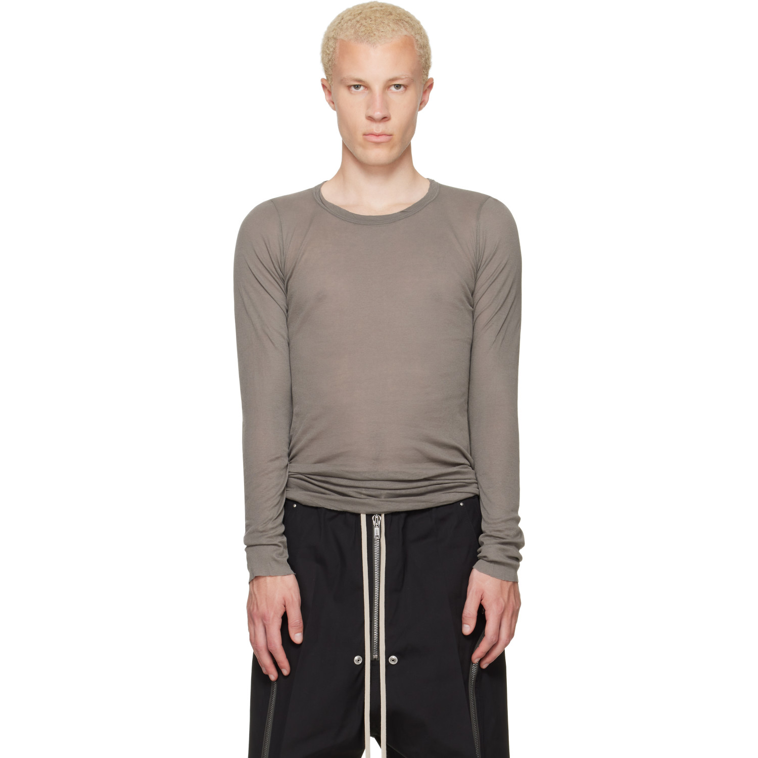 Rick Owens Gray Tower Rib LS T-shirt