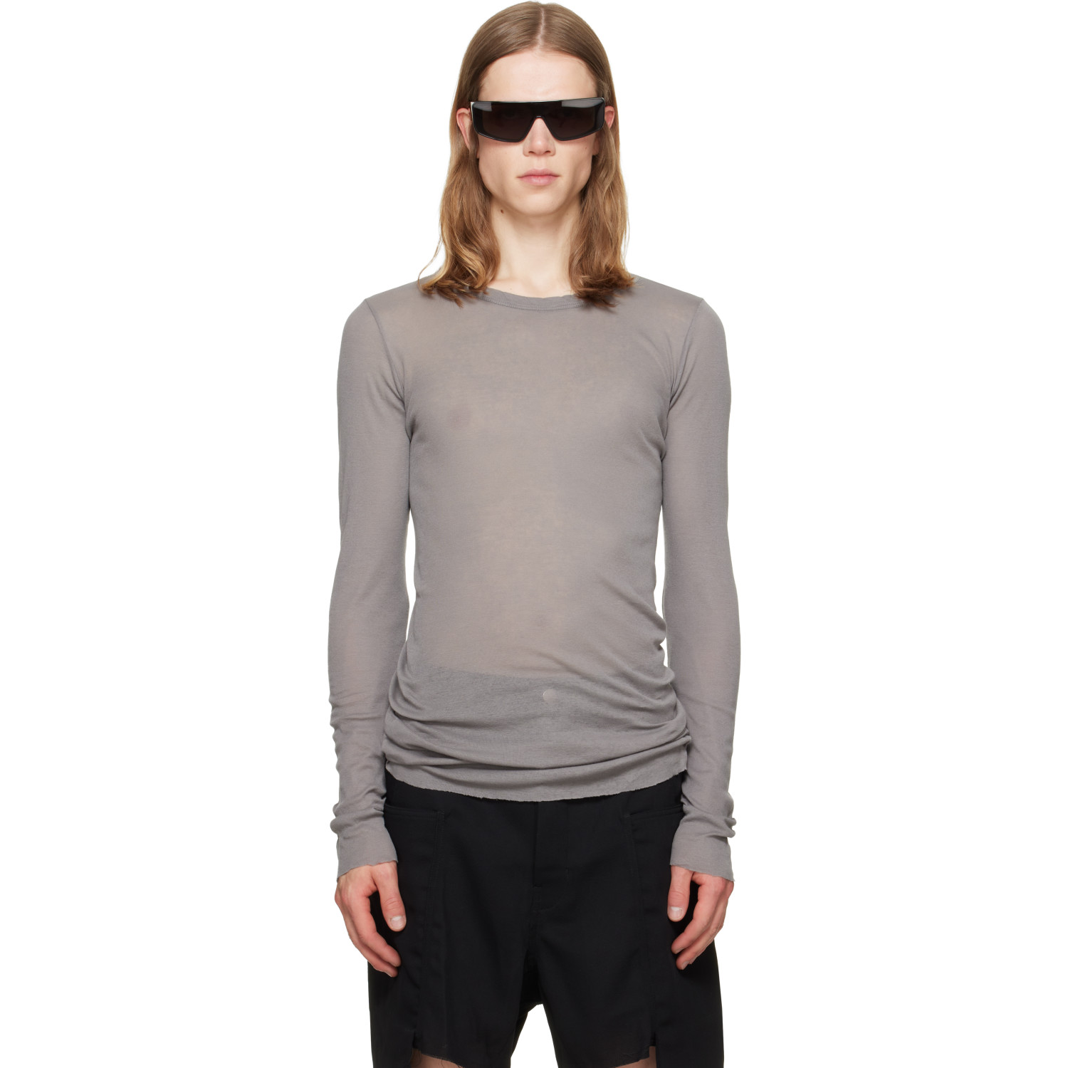 Rick Owens Gray Tower Rib LS T-shirt