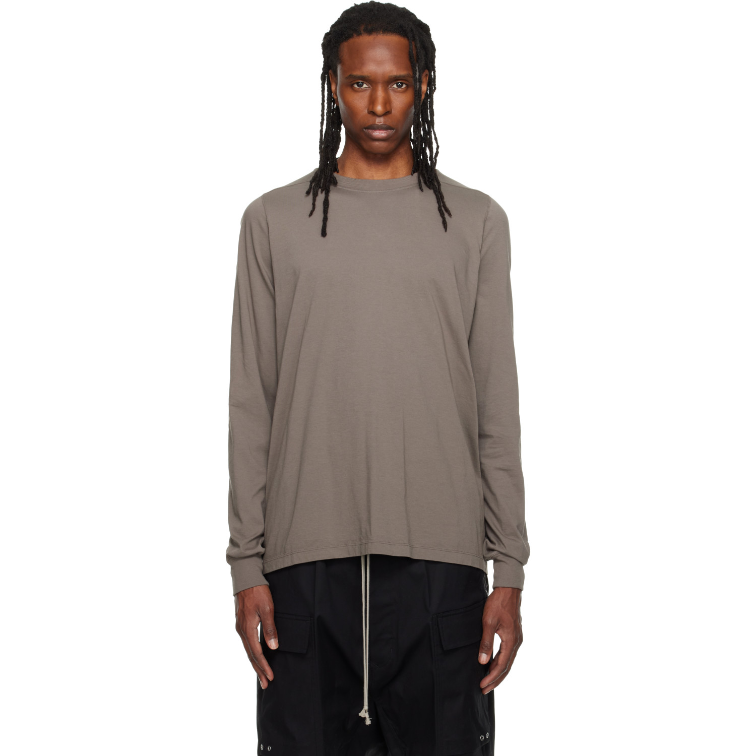 Rick Owens Gray Tower Short Crewneck LS T-shirt