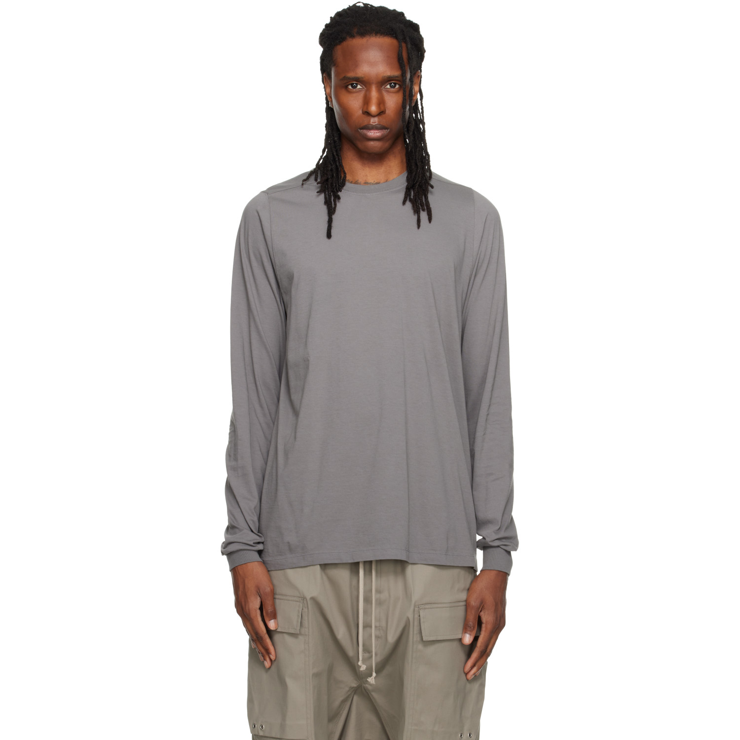Rick Owens Gray Tower Short Crewneck LS T-shirt