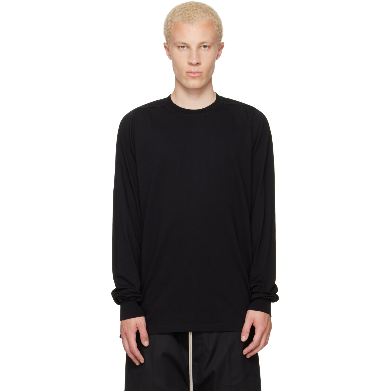 Rick Owens Black Tower Short Crewneck LS T-shirt