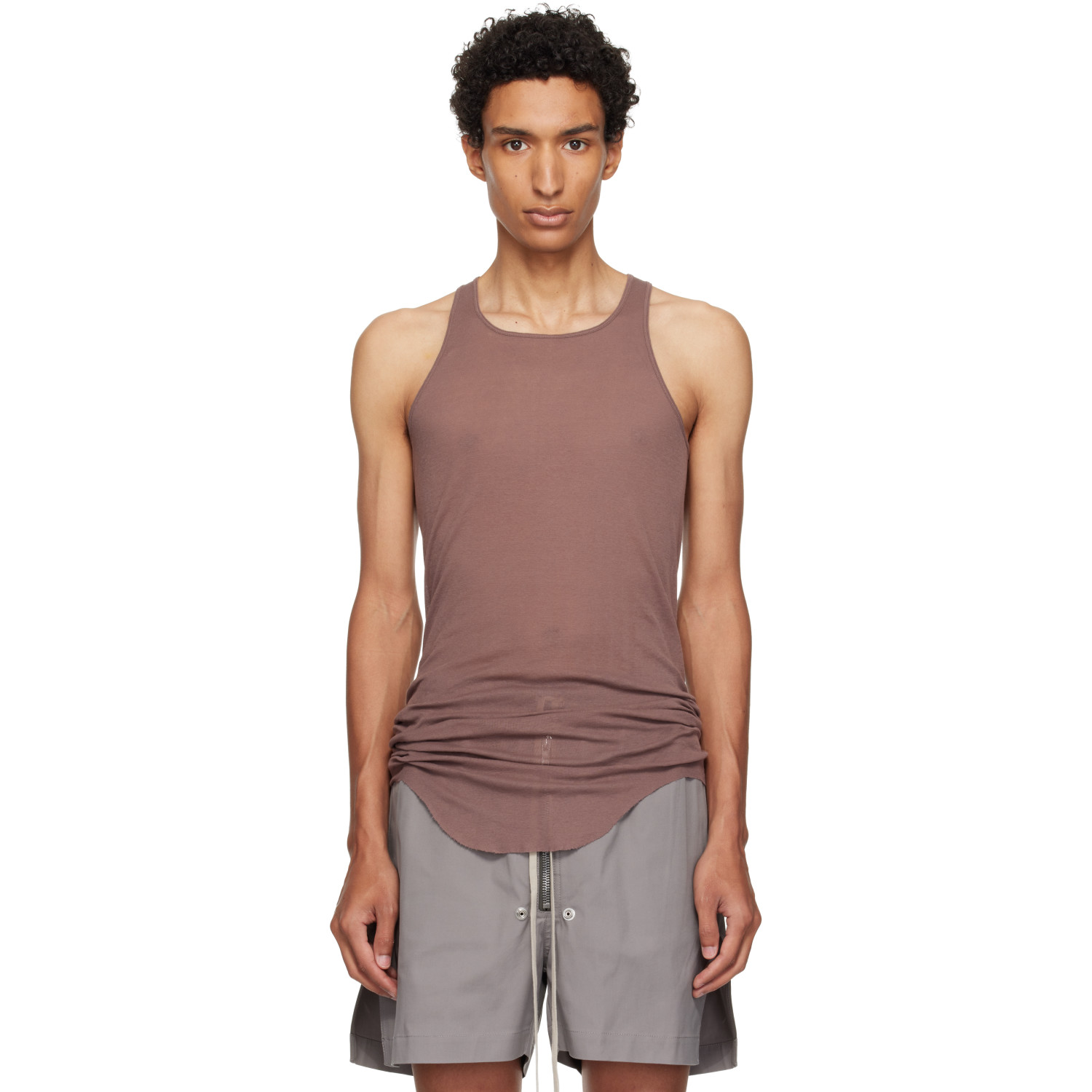 Rick Owens Purple Tower Basic Rib Tank Top