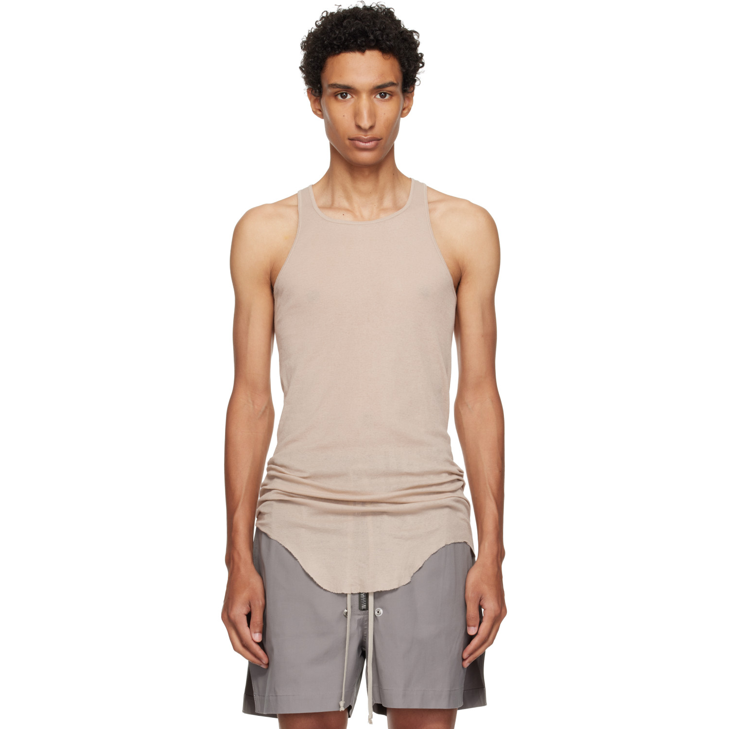 Rick Owens Taupe Tower Basic Rib Tank Top