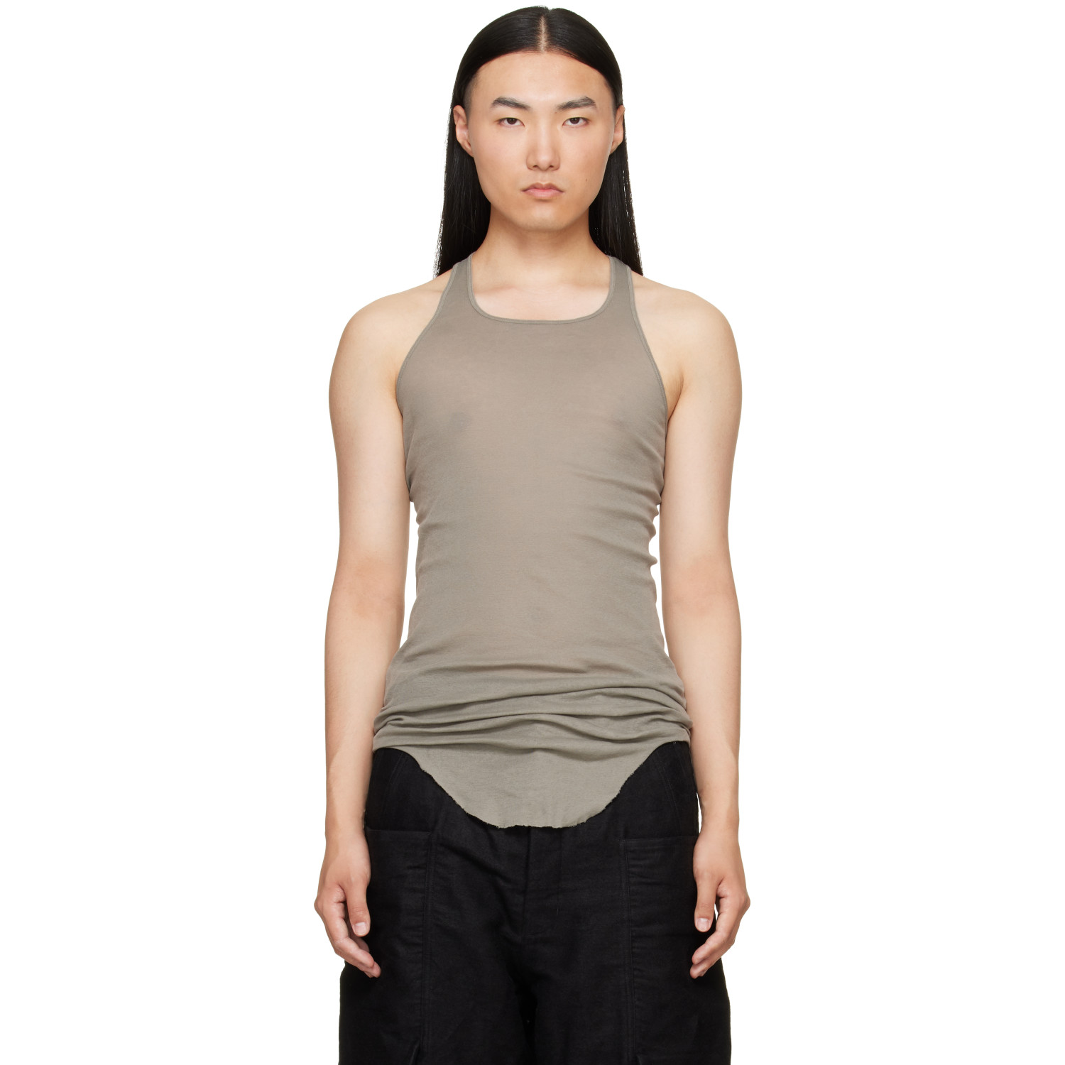 Rick Owens Taupe Tower Basic Rib Tank Top