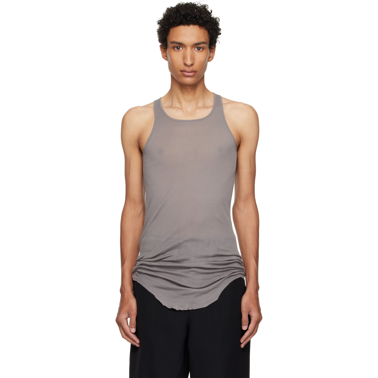 Rick Owens Gray Tower Basic Rib Tank Top
