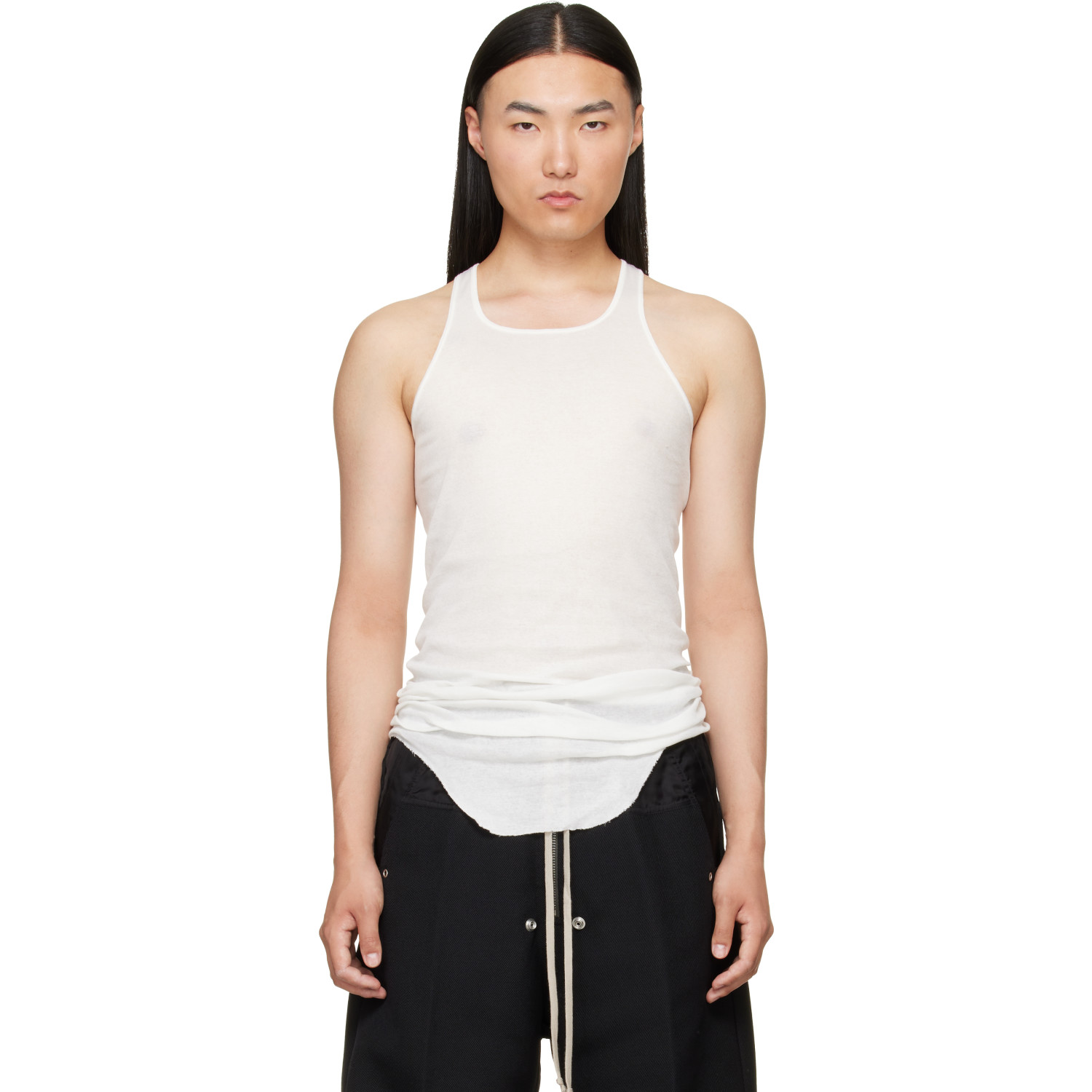 Rick Owens Off-White Tower Basic Rib Tank Top