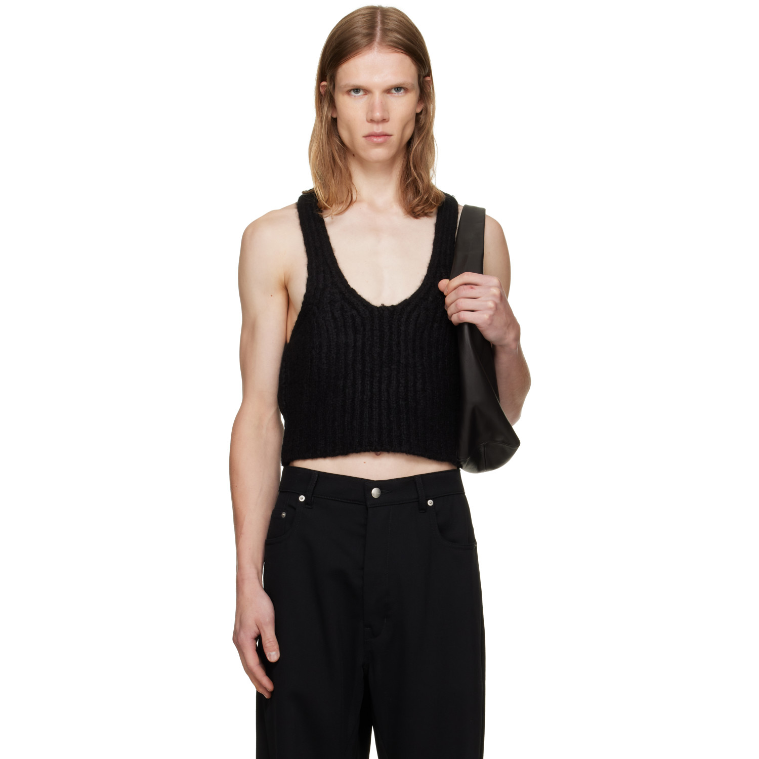 Rick Owens Black Tower Knit Tank Top