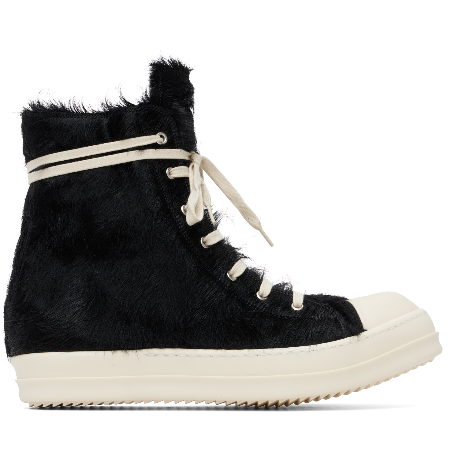 Rick Owens Black Tower Leather Hair-On Sneakers