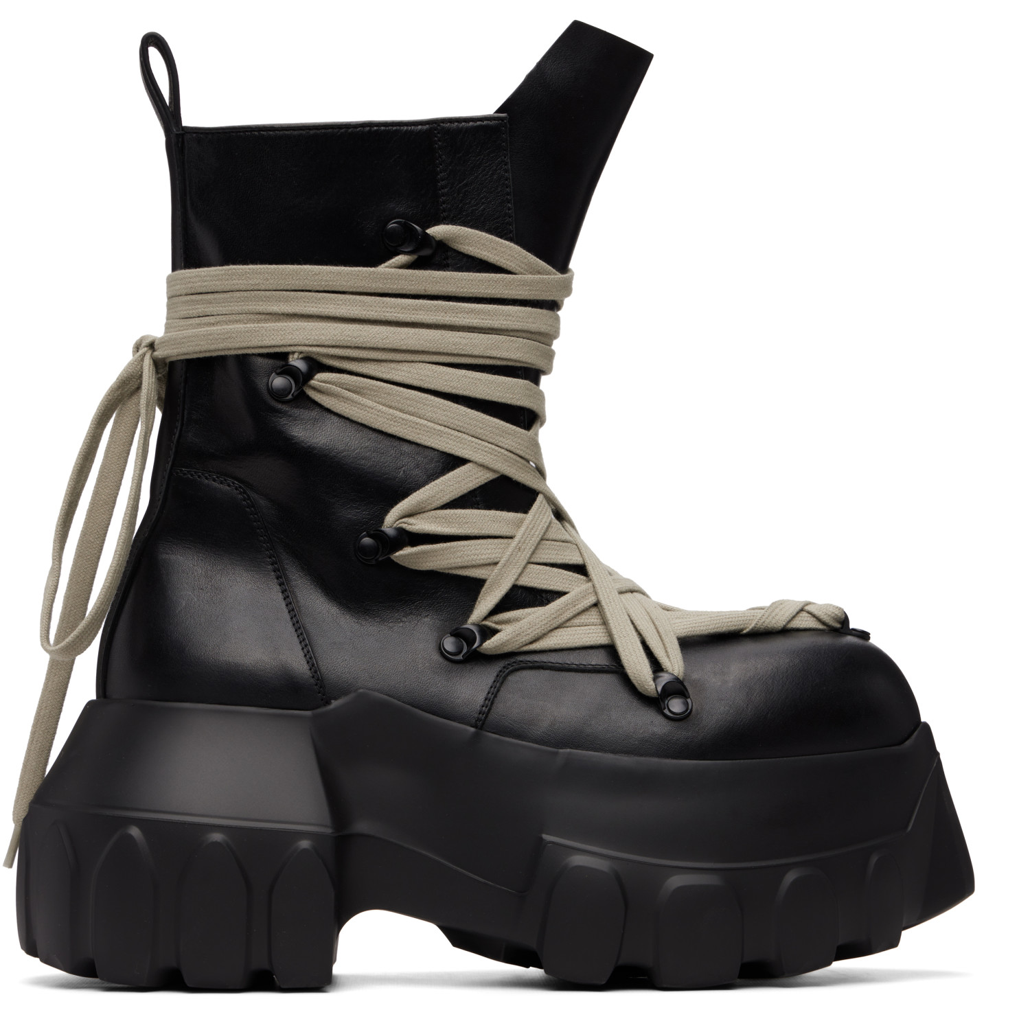 Rick Owens Black Tower Megalace Mega Tractor Boots