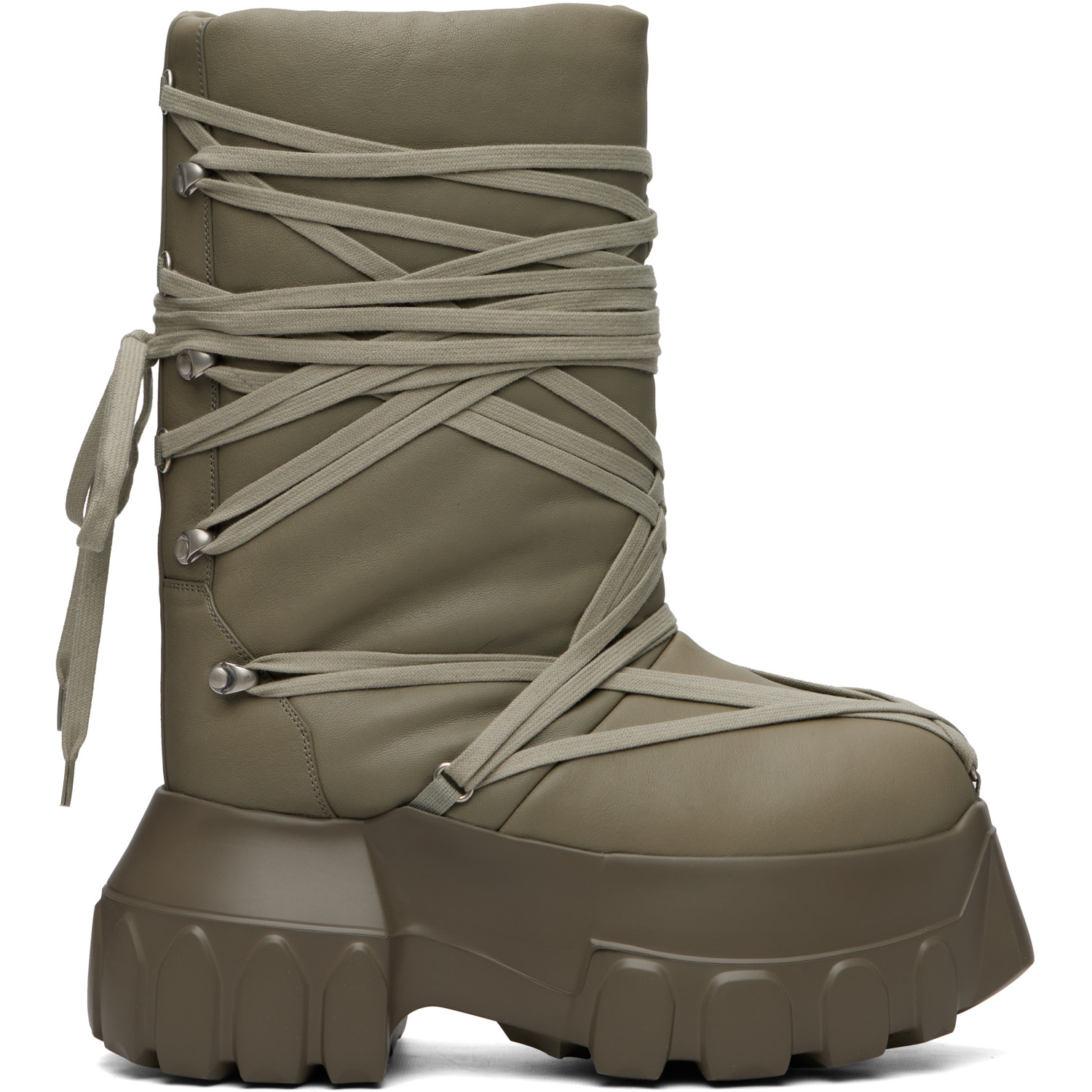 Rick Owens Taupe Tower Megalace Lunar Mega Tractor Boots