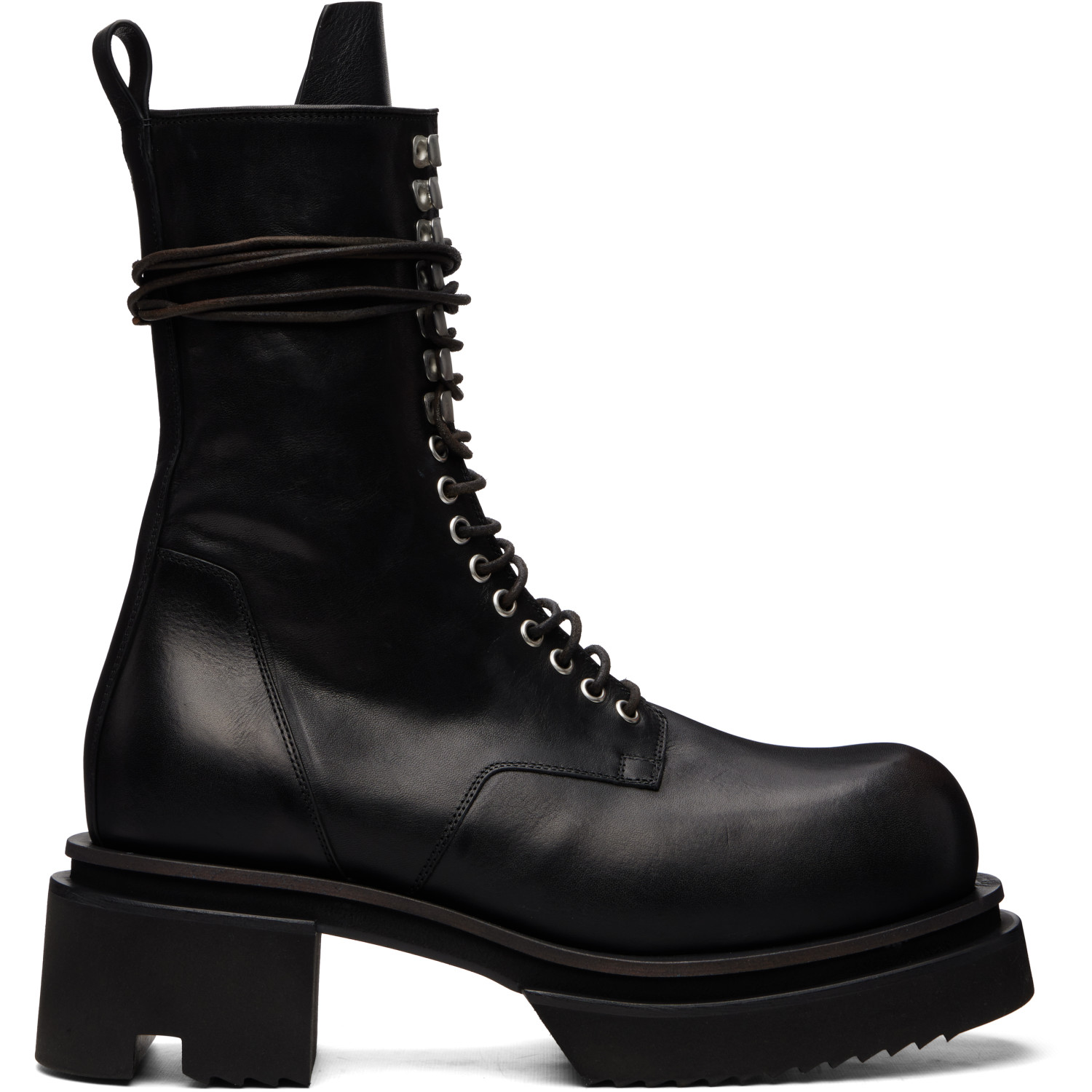 Rick Owens Black Tower Lace Up Bogun Boots