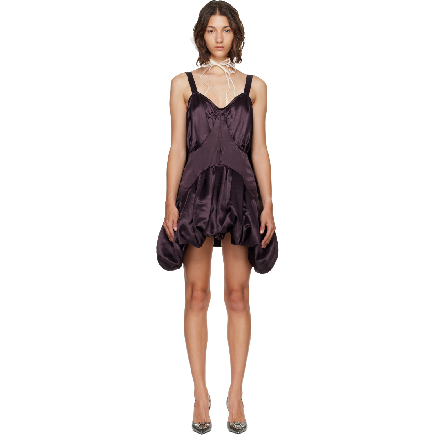 Collina Strada Brown Valerian Slip Minidress