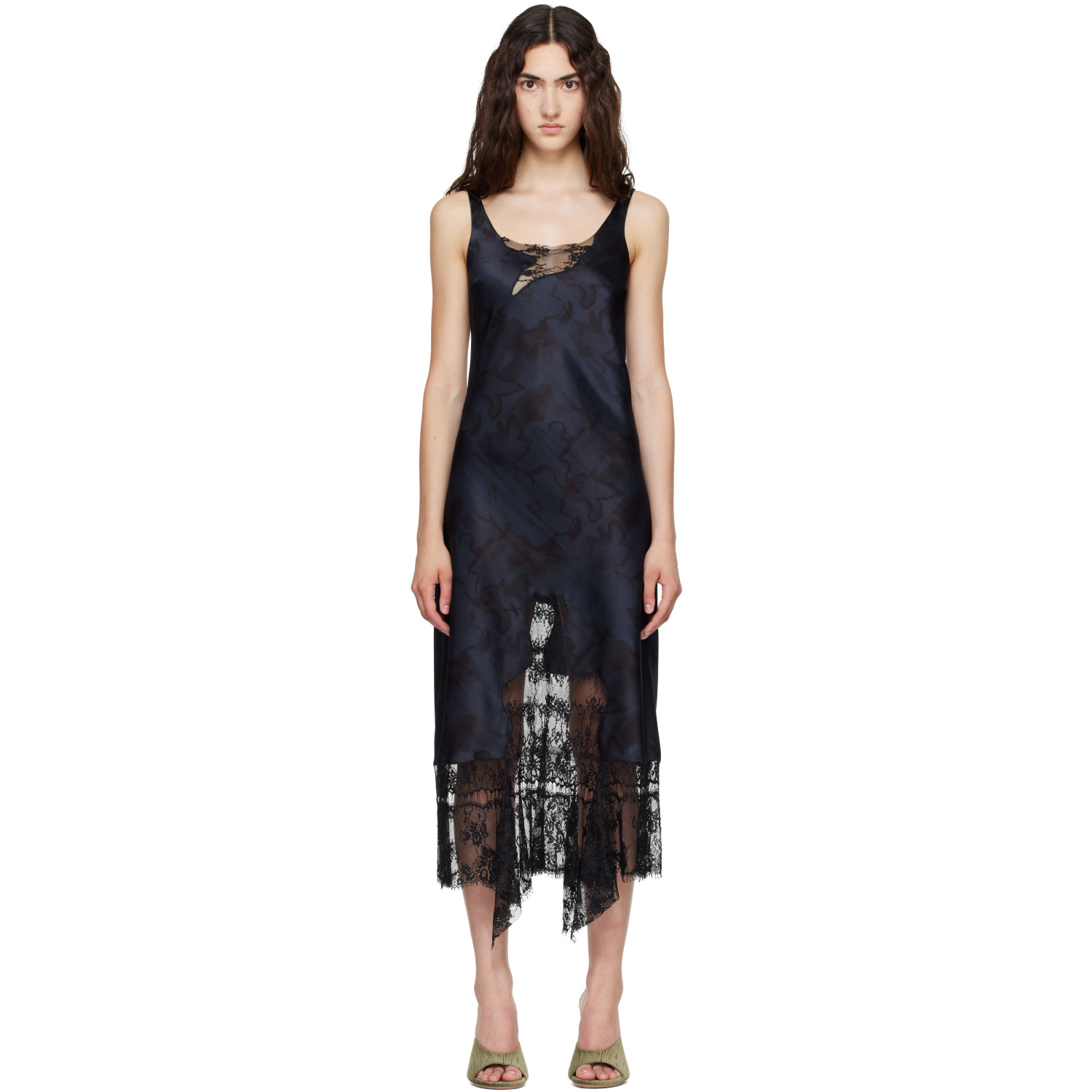 Collina Strada Navy & Black Anemone Midi Dress