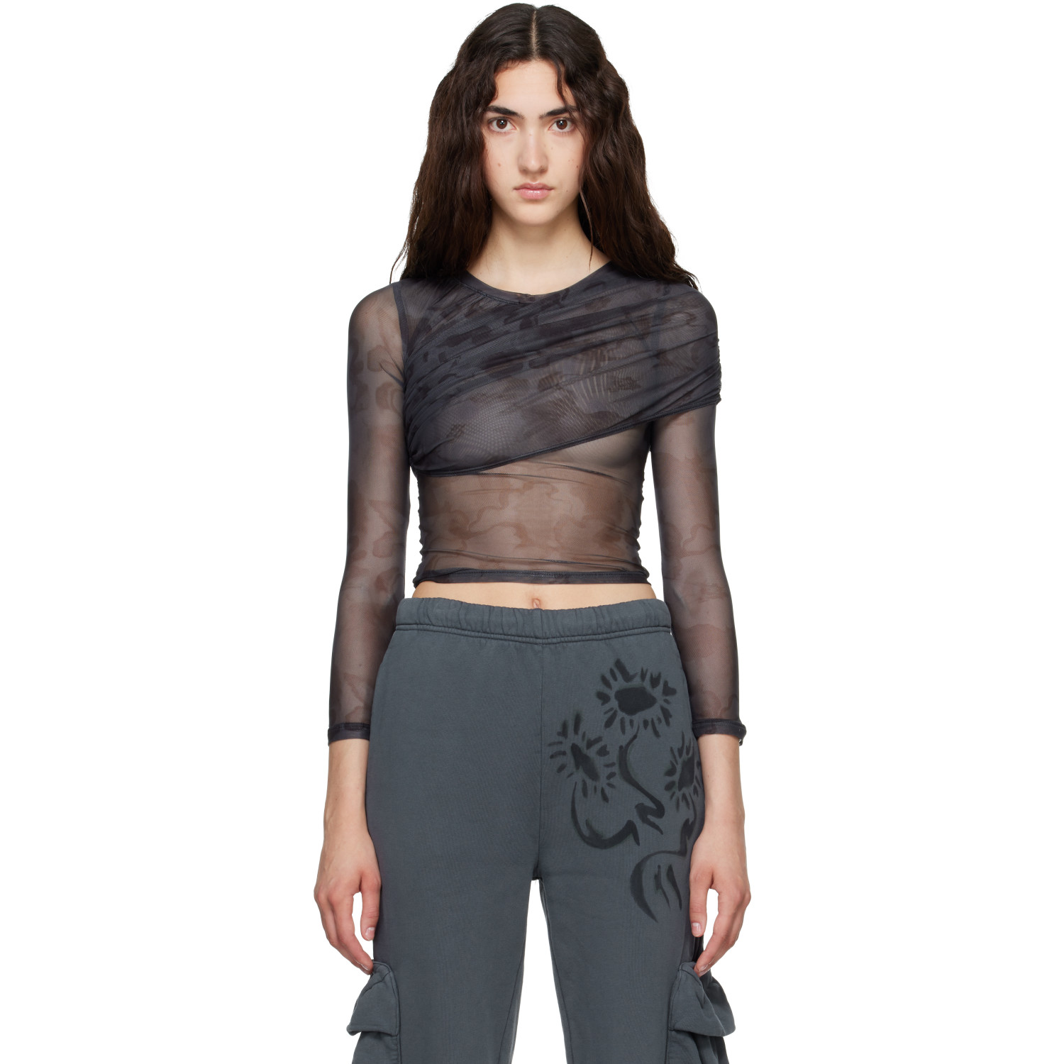 Collina Strada Black Wrapped Cardio Crew T-shirt