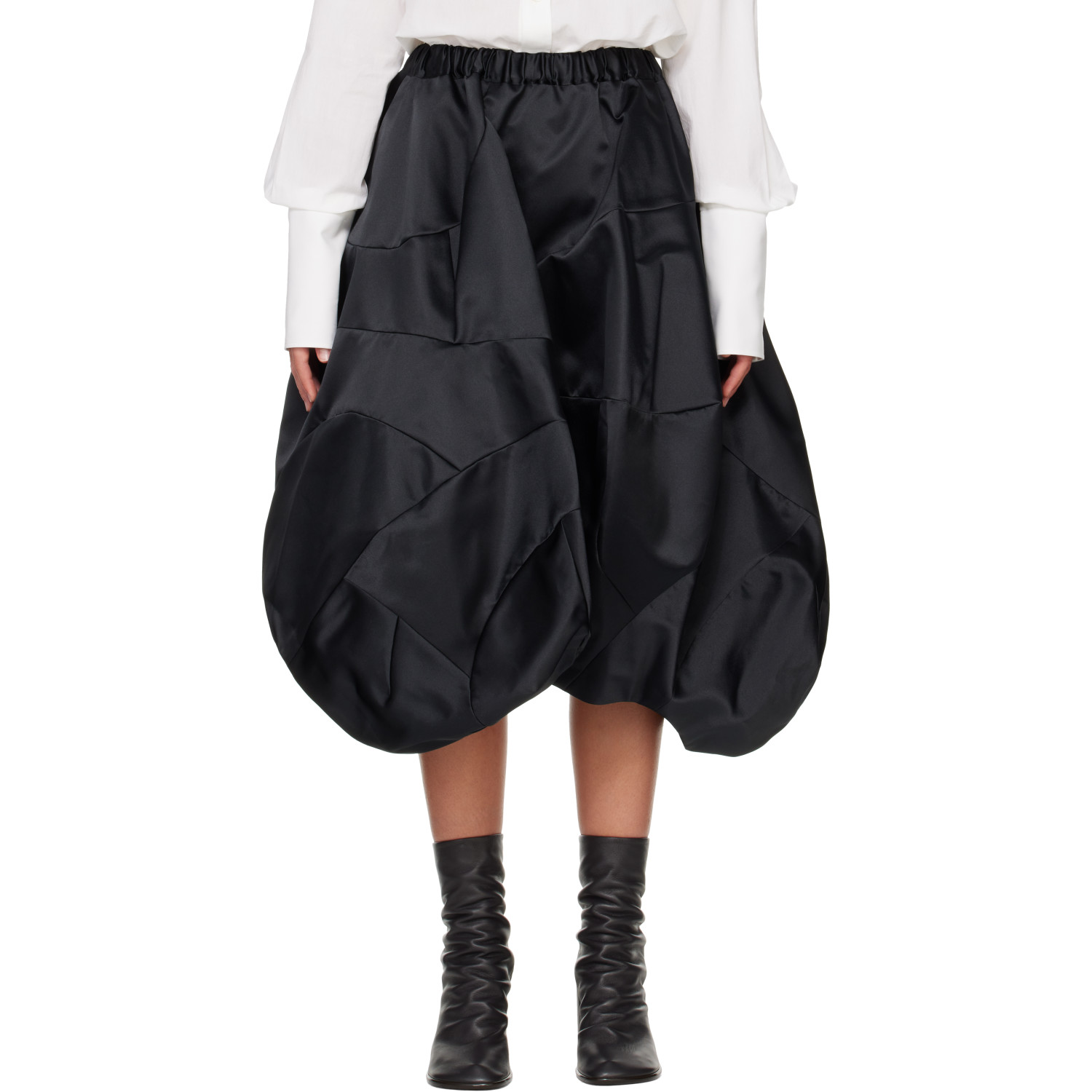 Comme des Garçons Black Bubble Satin Midi Skirt
